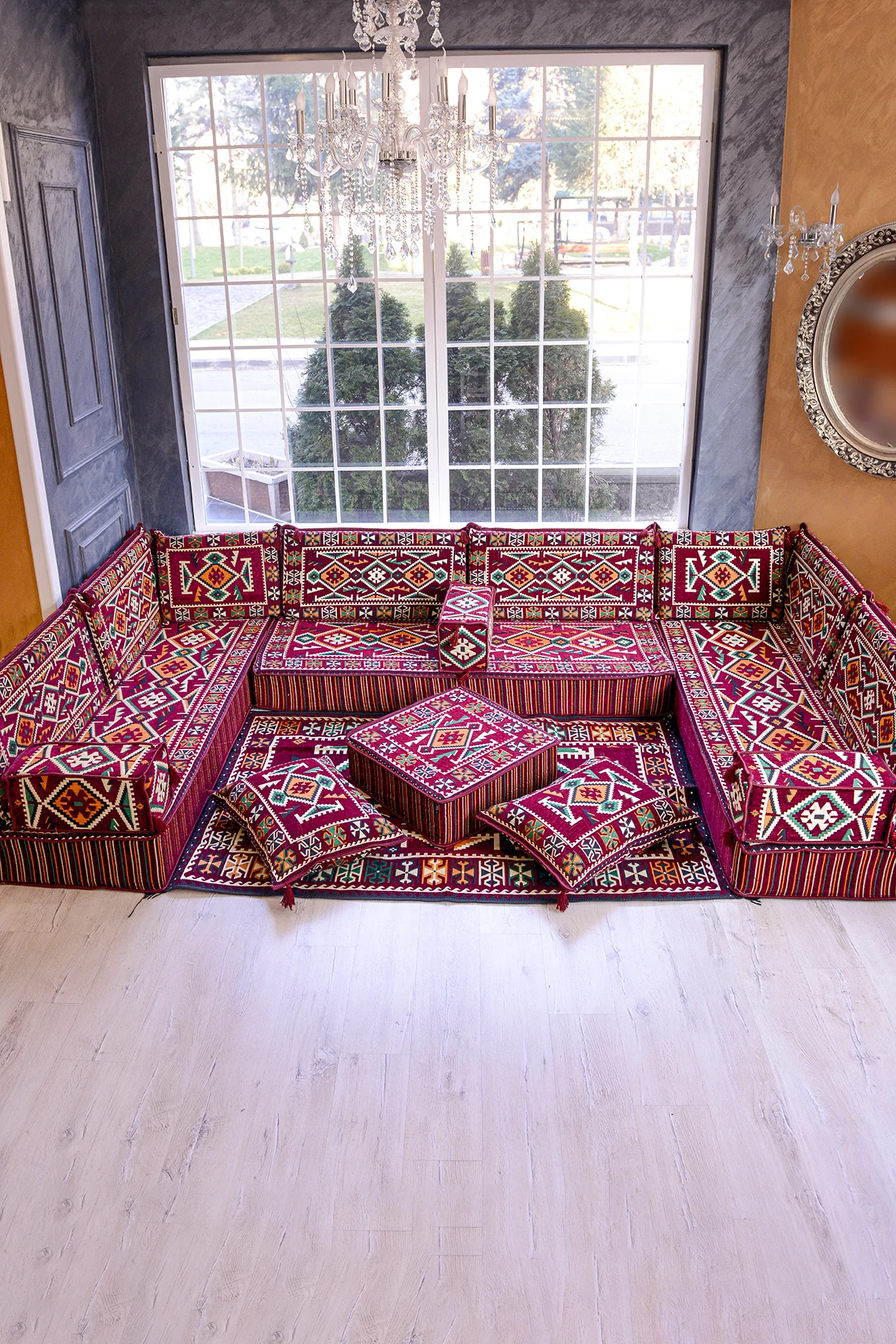 Şark Köşesi Takımı Bordo Anadolu Modeli 18 Parça (20 CM MİNDER KALINLIĞI)