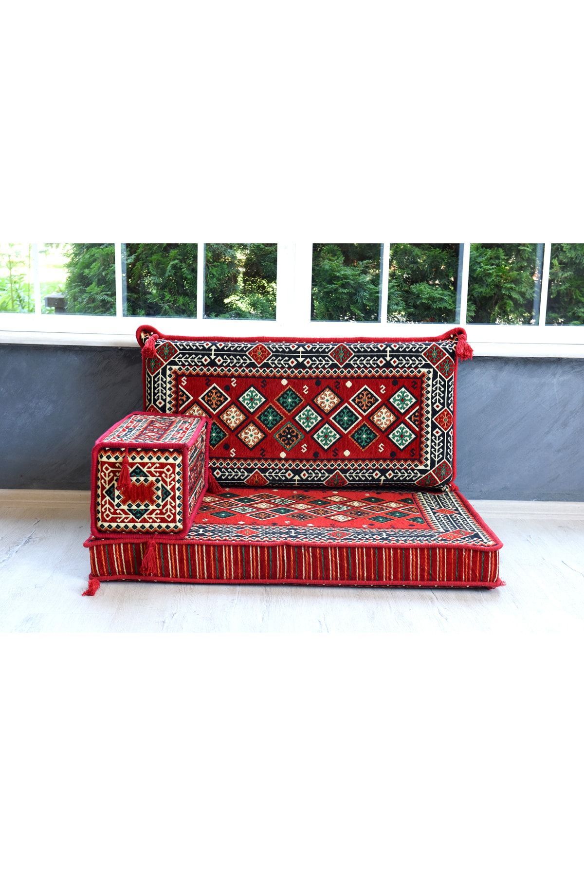 Şark Köşesi Takımı , 95 Cm Yer Minderi Takımı (sünger Dahil) Şili Modeli (3 Parça)