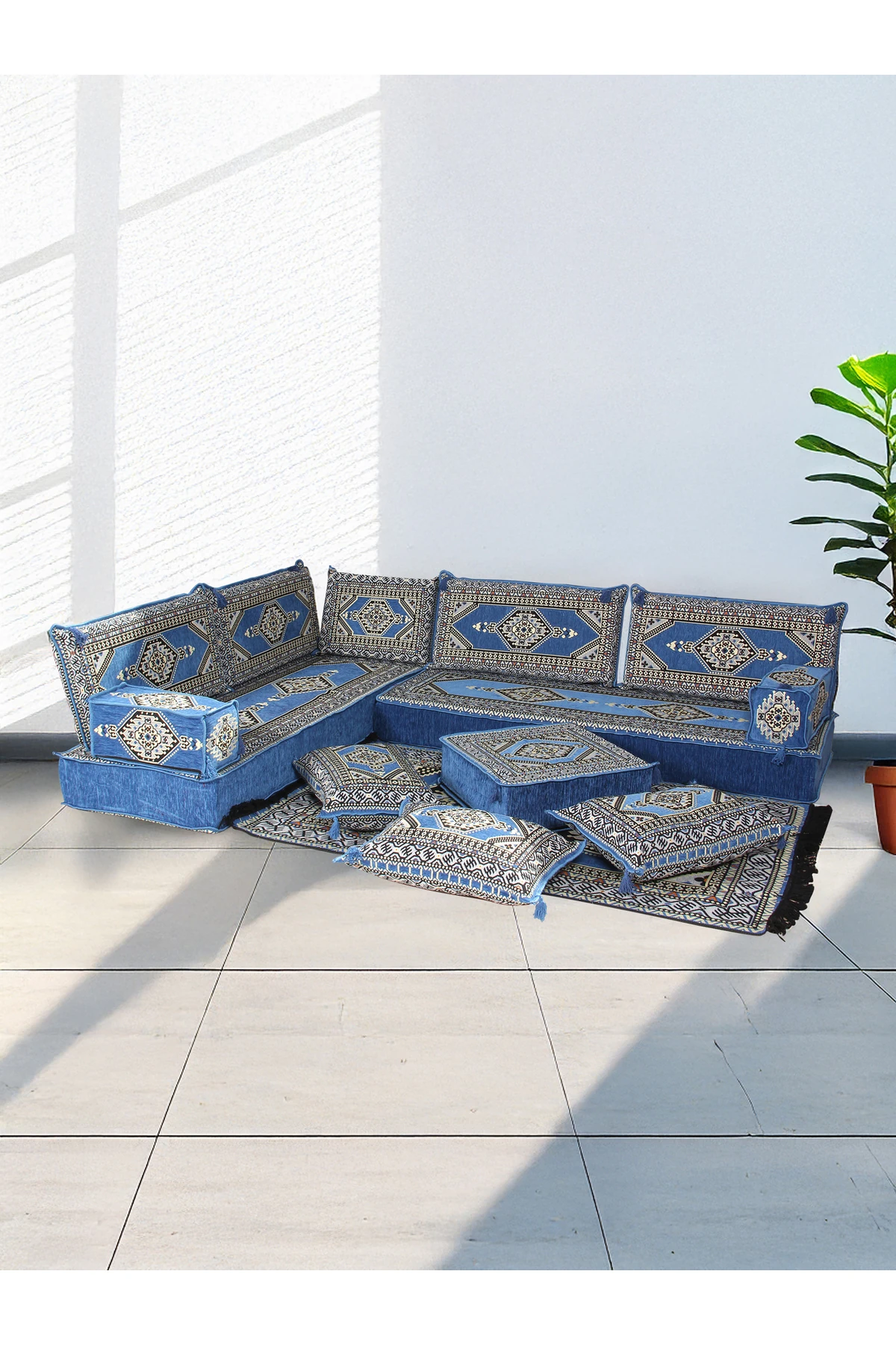 Şark Köşesi Takımı (20 CM MİNDER KALINLIĞI) Mavi Yahyalı Modeli 14 Parça