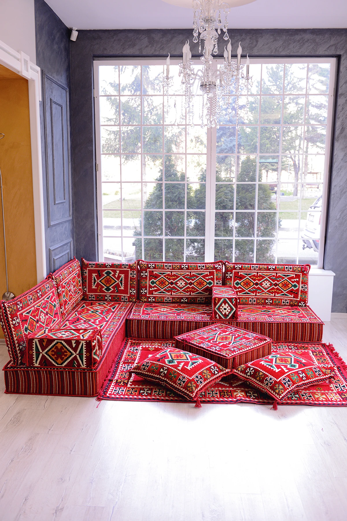 Şark Köşesi Takımı Kırmızı Anadolu Modeli 13 Parça (20 CM MİNDER KALINLIĞI)