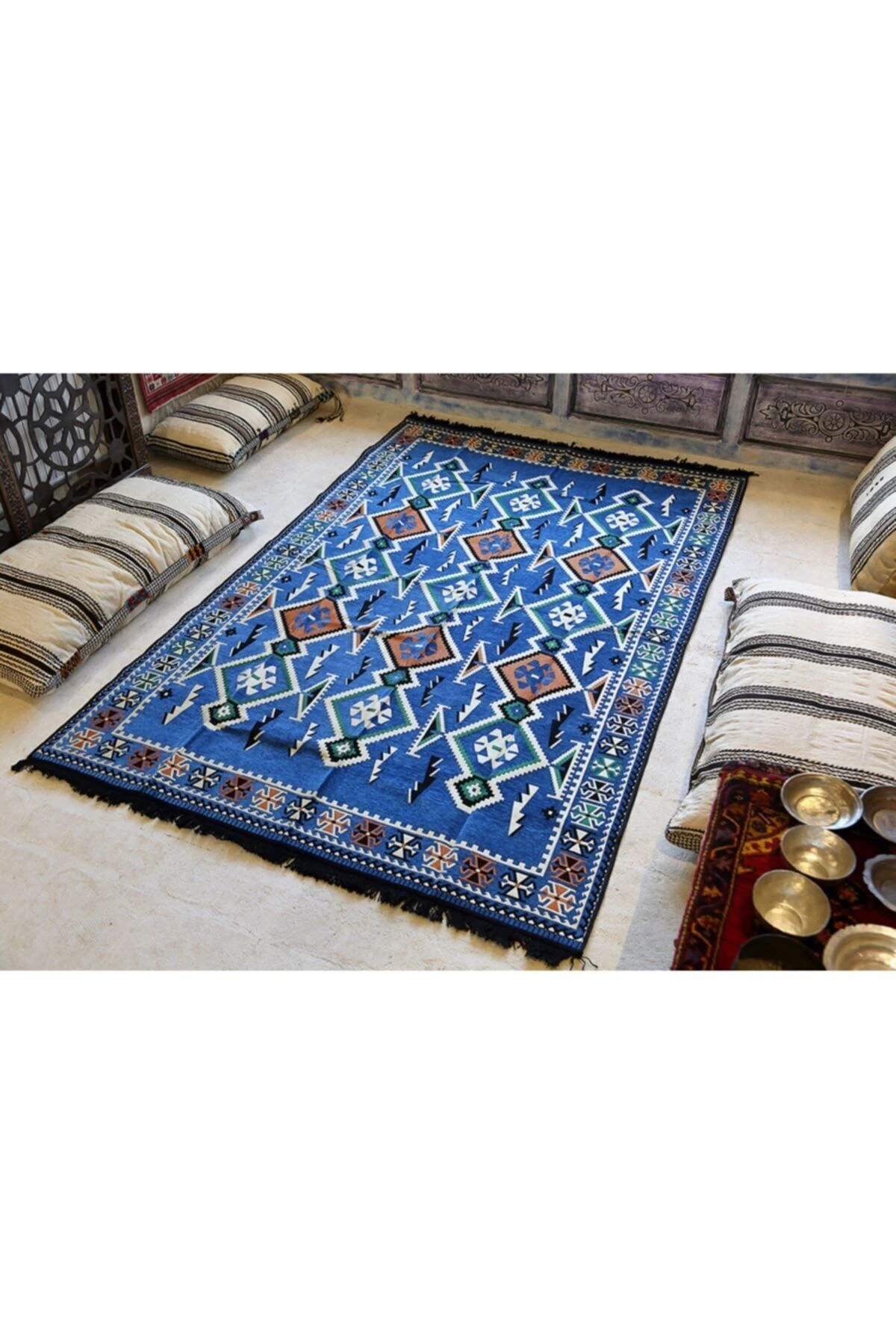 1.kalite Şark Köşesi Takımı Konsepti Anadolu Mavi Modeli Sünger Dahil (13 Parça)