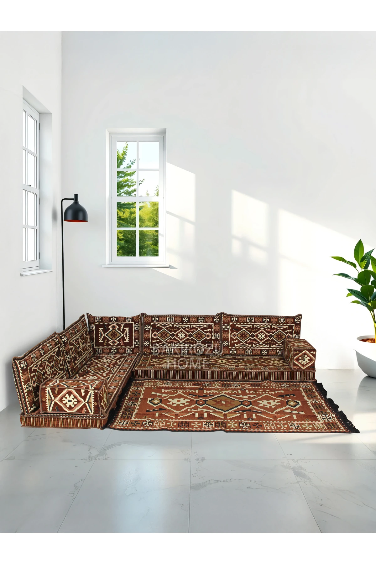 Şark Köşesi Takımı Kahve Anadolu Modeli Koltuk Takımı Sünger Dahil 10 Parça - Kahverengi