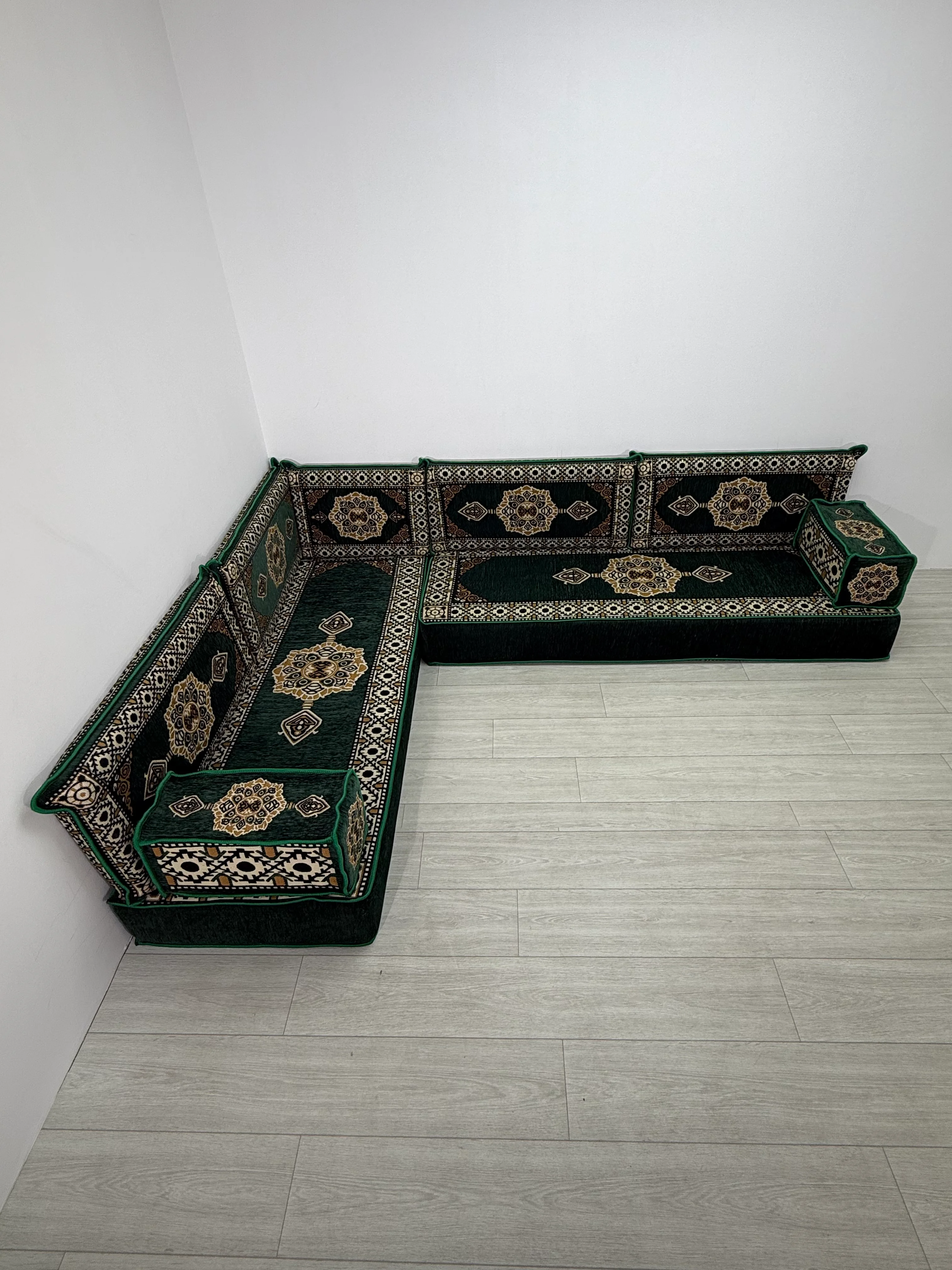 Güneş Modeli Lacivert Şark Köşesi Takımı – L SET - Geleneksel Yer Minderi Seti (20 Cm Minder Kalınlığı) 9 Parça