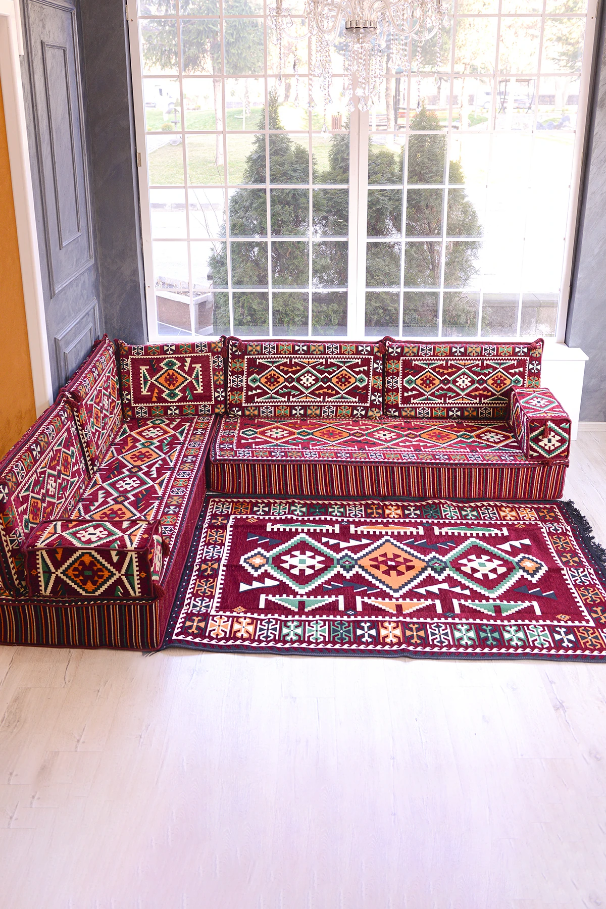 Şark Köşesi Takımı Bordo Anadolu Modeli 10 Parça (20 CM MİNDER KALINLIĞI)