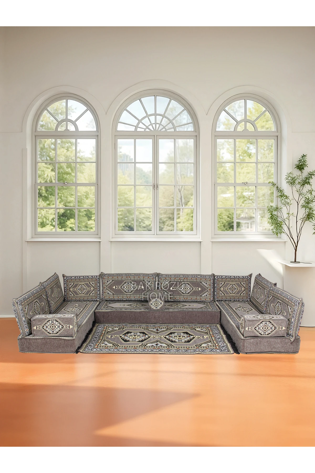 Şark Köşesi Takımı (20 CM MİNDER KALINLIĞI) Mavi Yahyalı Modeli 15 Parça - Gri