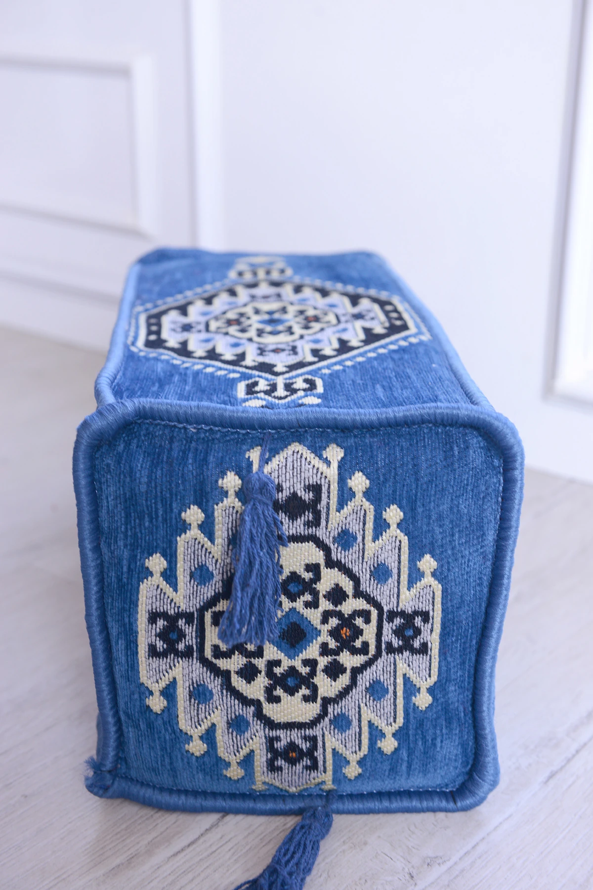 Şark Köşesi Takımı Kol Dayama Minderi Mavi Yahyalı Modeli (22 x 22 x 50 cm)