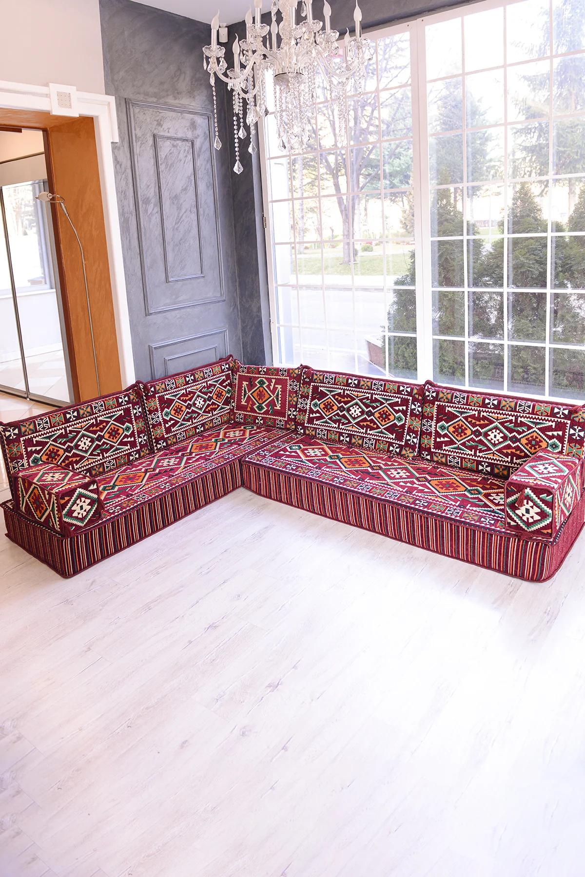 Şark Köşesi Takımı Bordo Anadolu Modeli 9 Parça (20 CM MİNDER KALINLIĞI)