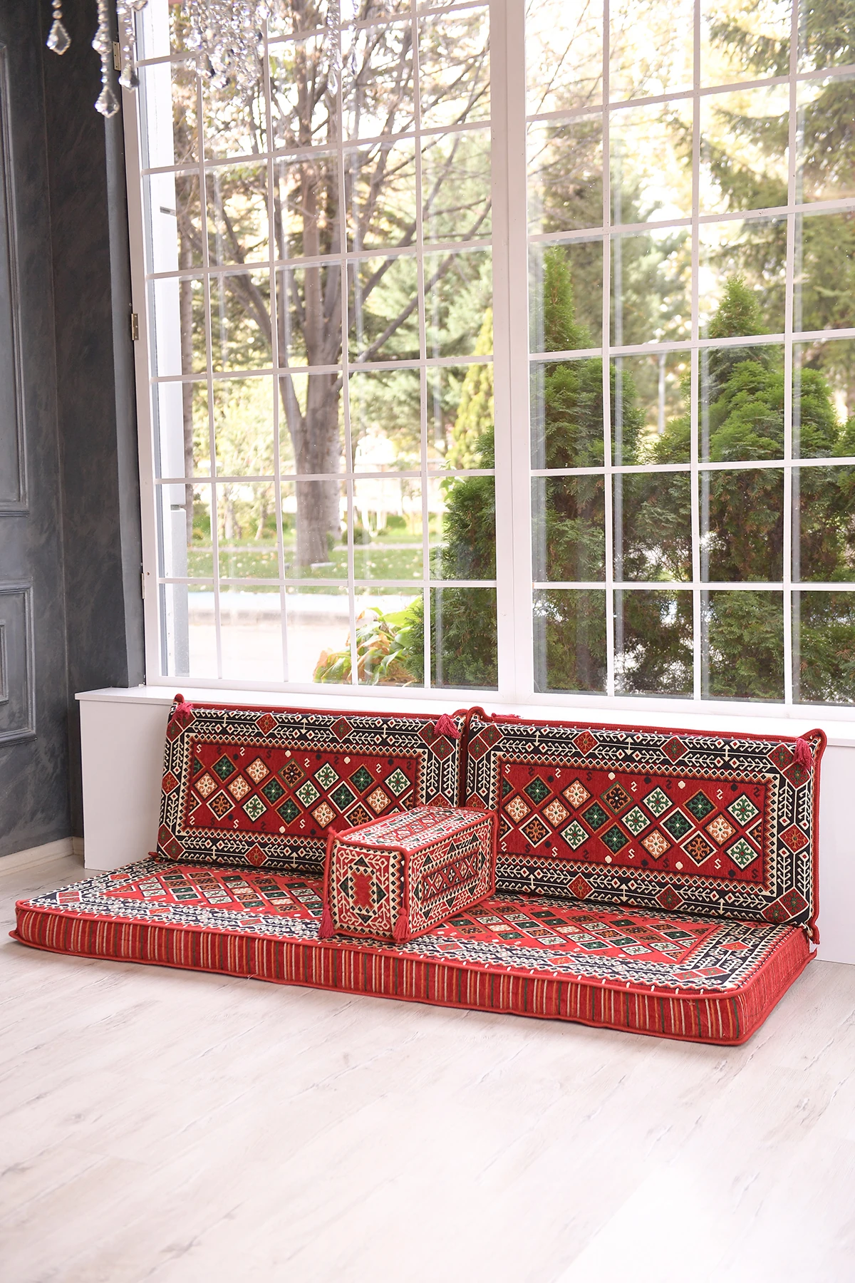 Şark Köşesi Takımı Kırmızı Şili Modeli Sünger Dahil (4 Parça)