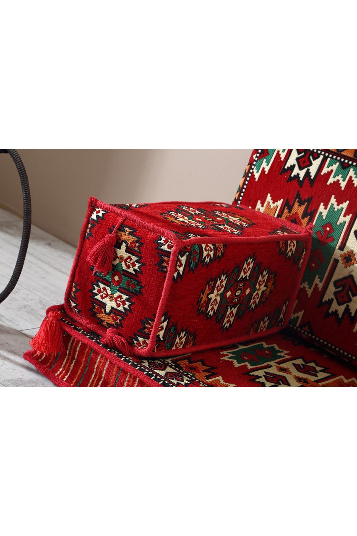 Şark Köşesi Takımı , 95 Cm Yer Minderi Takımı (sünger Dahil) Apaçi Modeli (3 Parça)