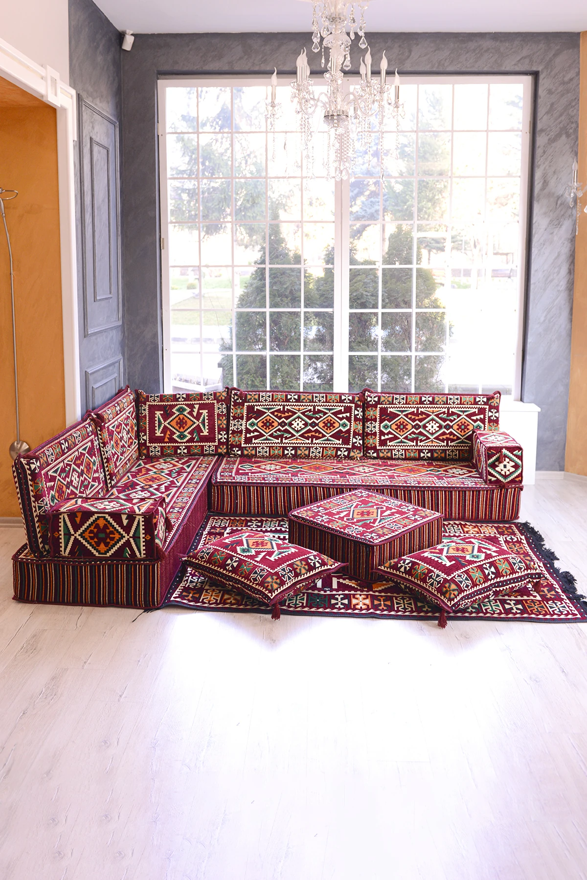 Şark Köşesi Takımı Bordo Anadolu Modeli 13 Parça (20 CM MİNDER KALINLIĞI)