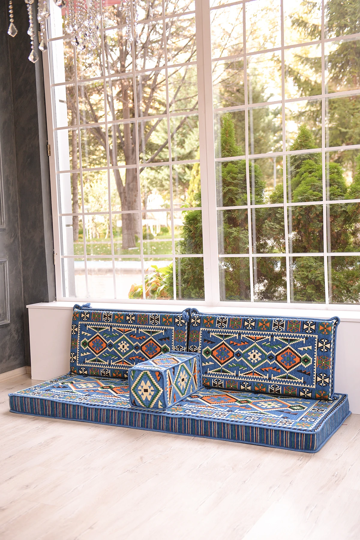 1.kalite Şark Köşesi Takımı Anadolu Mavi Modeli Sünger Dahil (4 Parça)