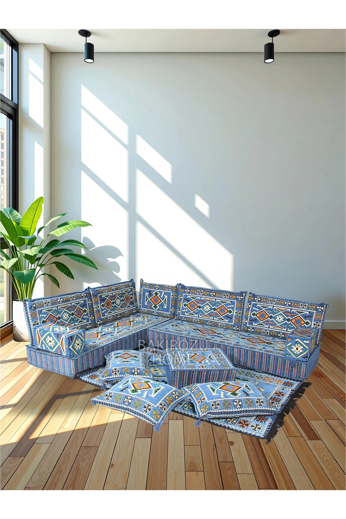 Şark Köşesi Takımı (20 CM MİNDER KALINLIĞI) Mavi Anadolu Modeli 14 Parça