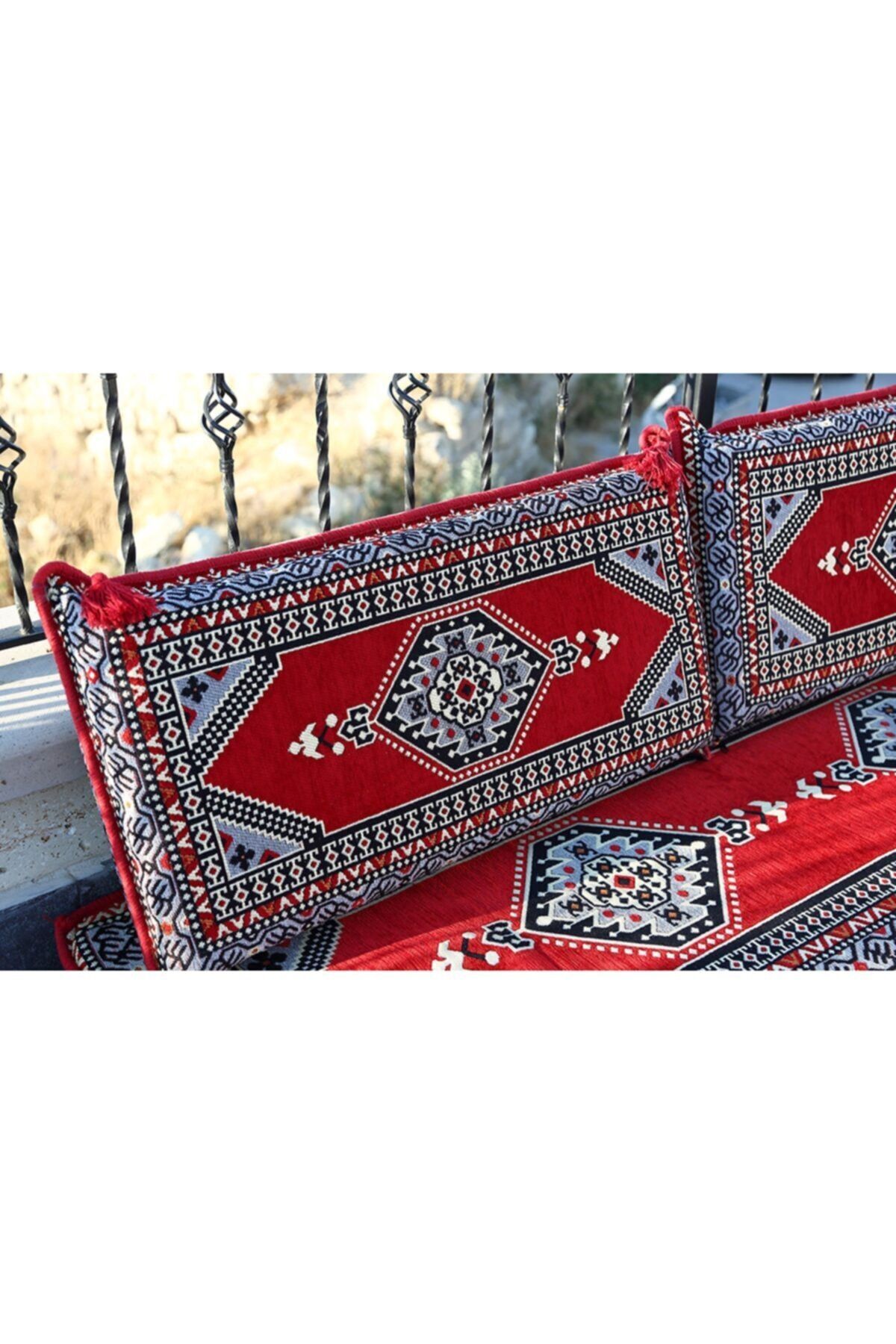 Şark Köşesi Takımı Yahyalı Kırmızı Modeli Sünger Dahil (4 Parça)