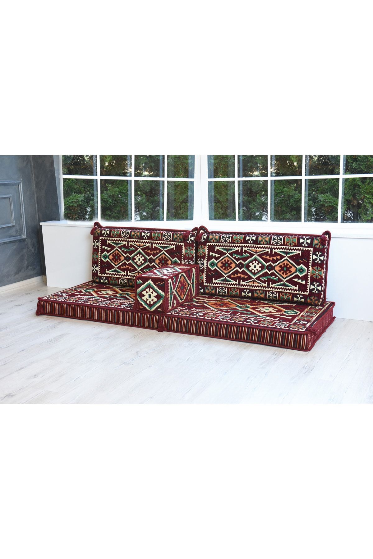 Şark Köşesi Takımı Anadolu Bordo Modeli Sünger Dahil (4 Parça)