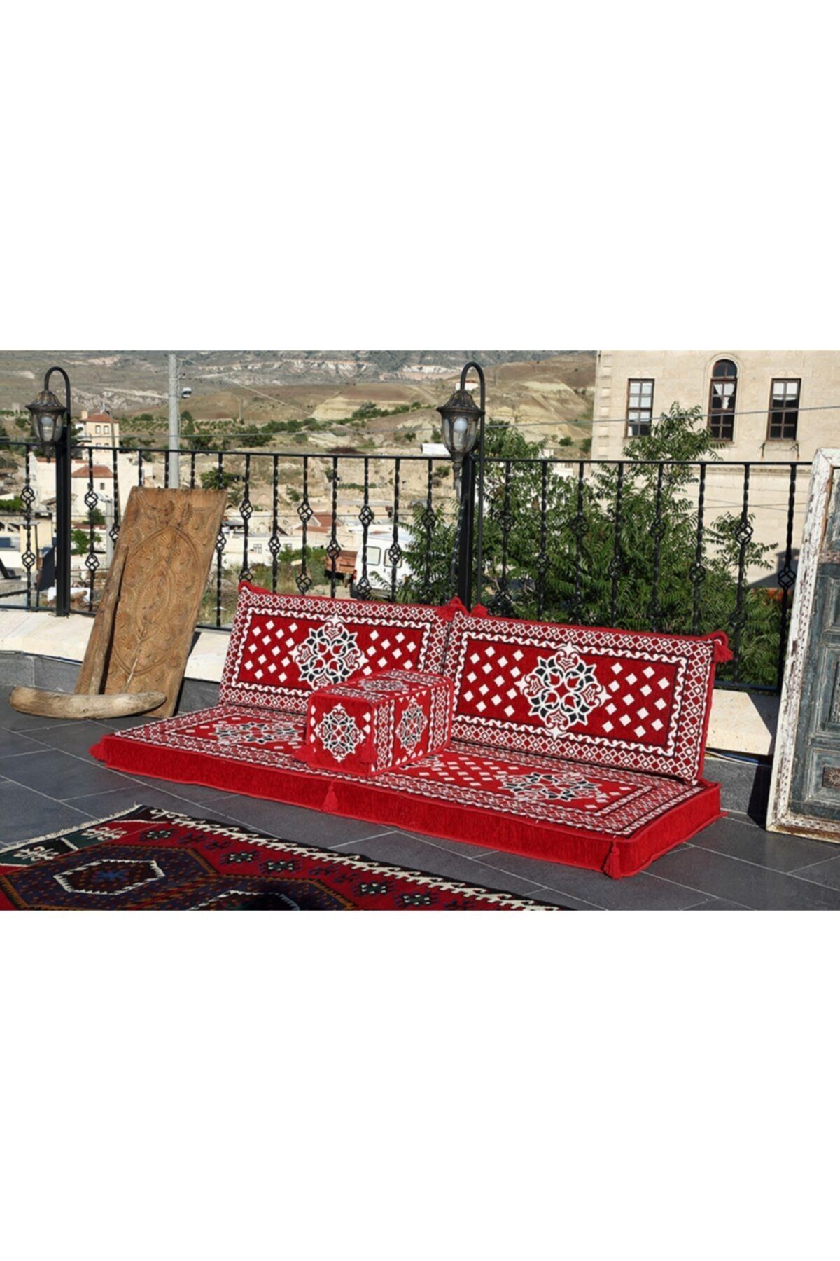 1.kalite Şark Köşesi Takımı Atlantis Kırmızı Modeli Sünger Dahil (4 Parça)