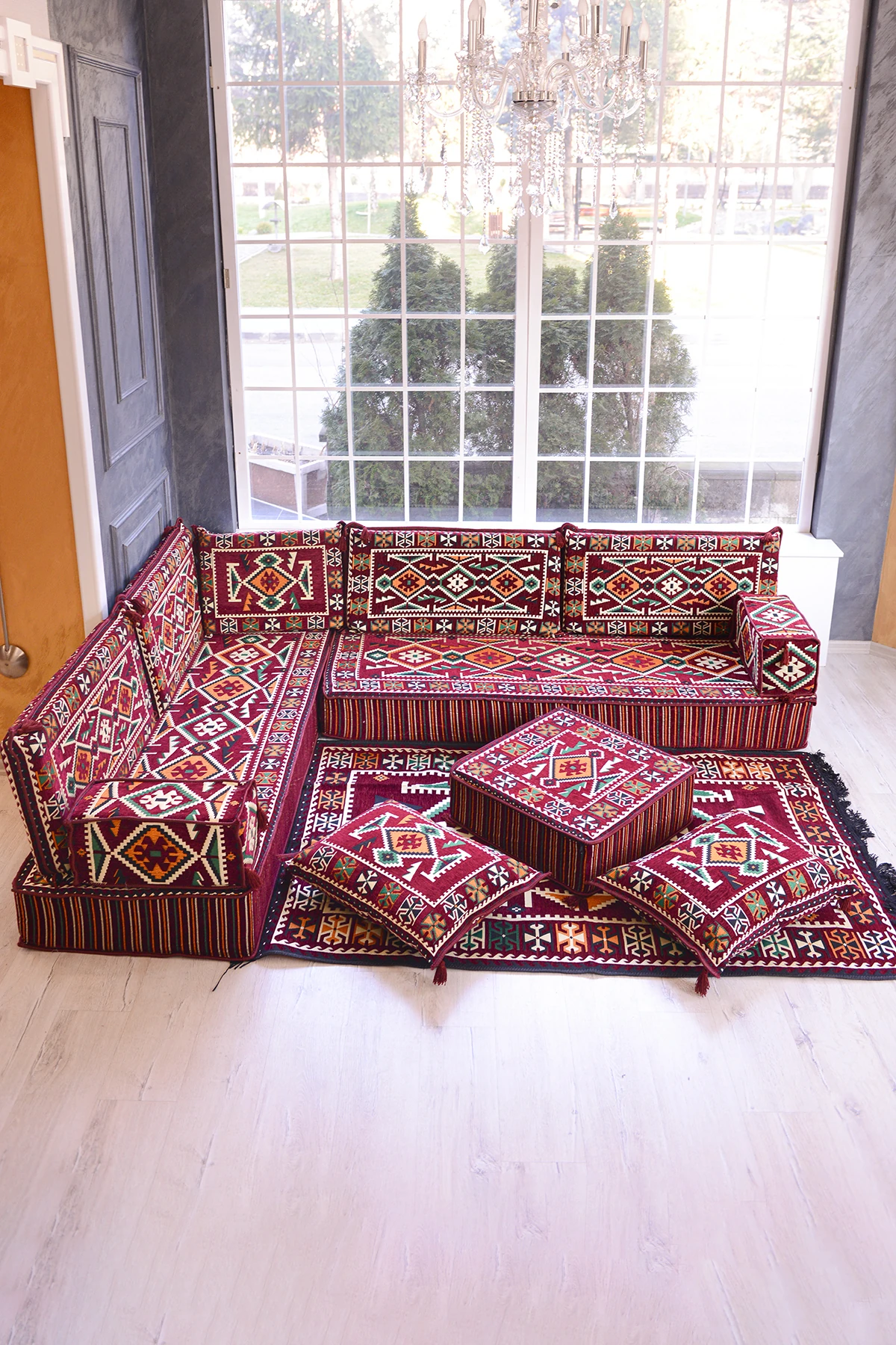 Şark Köşesi Takımı Bordo Anadolu Modeli 13 Parça (20 CM MİNDER KALINLIĞI)