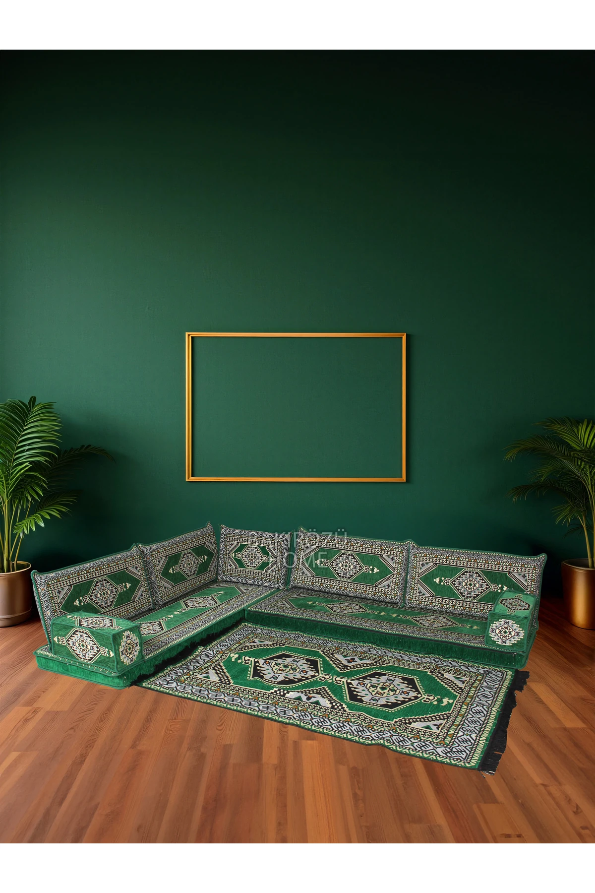 Şark Köşesi Takımı Yahyalı Yeşil Modeli Koltuk Takımı Sünger Dahil 10 Parça