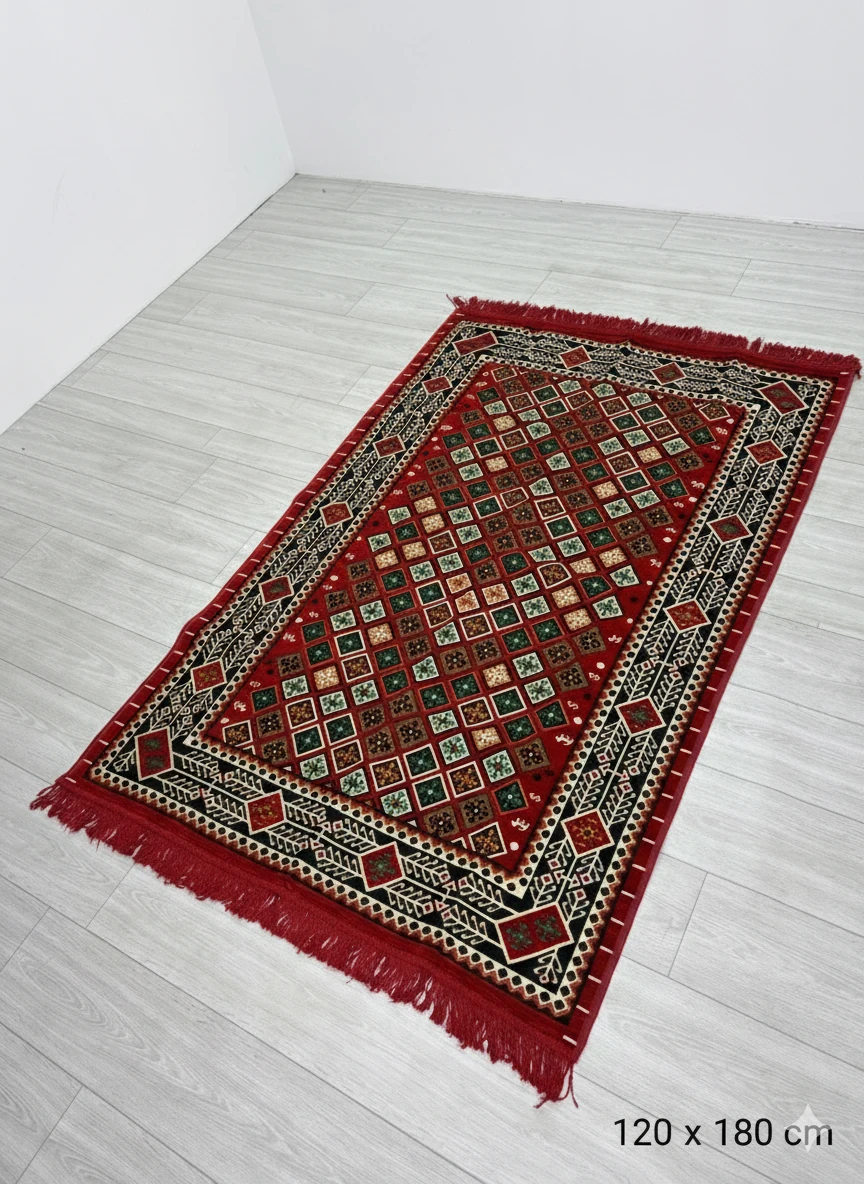 Pamuk Polyester Karışımlı Modern Otantik Kilim - Şili Modeli Yıkanabilir Kilim