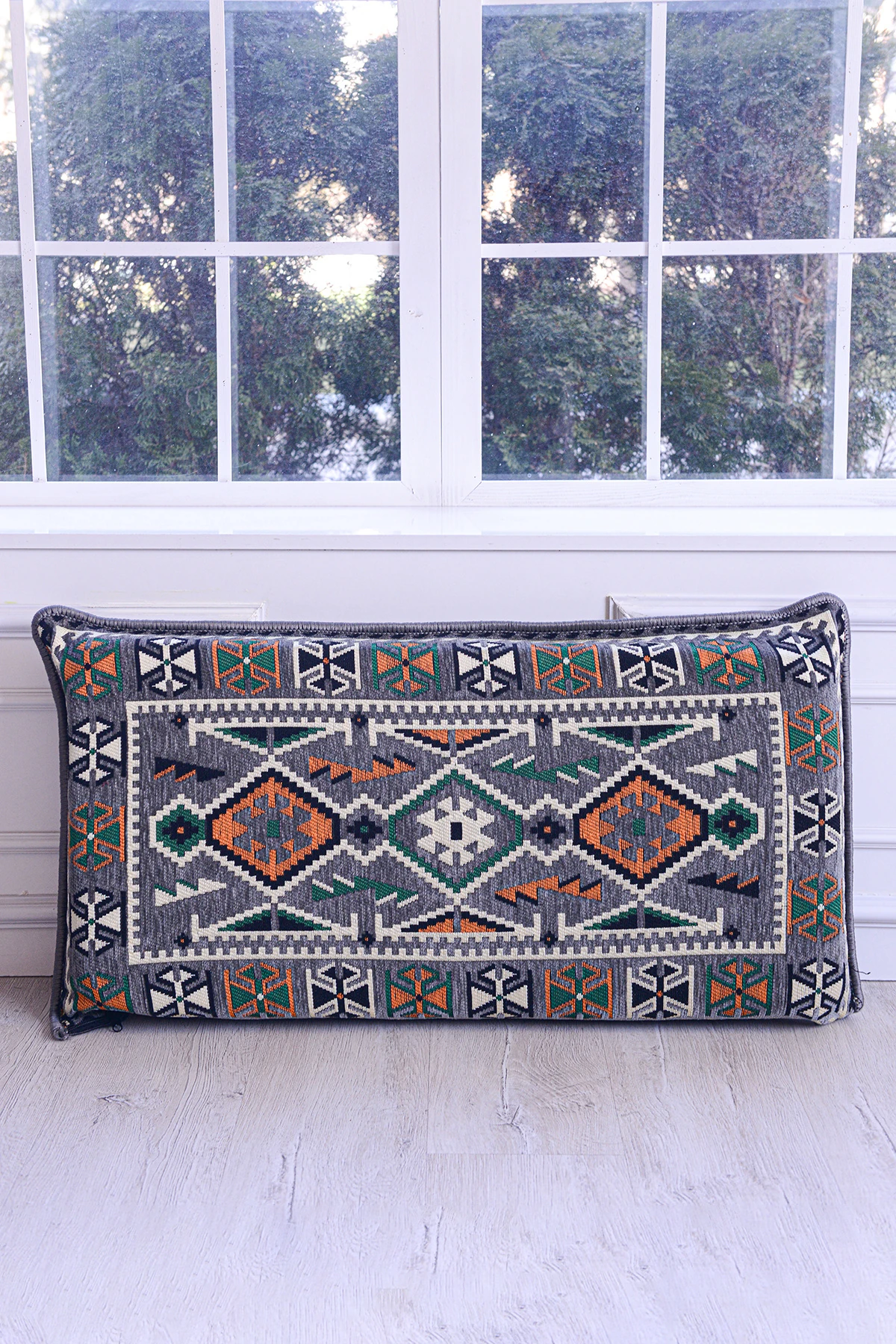 Şark Köşesi Takımı Sırt Dayama Yastığı Anadolu Gri Modeli (sünger Dahil) 40 X 90 X 10 Cm