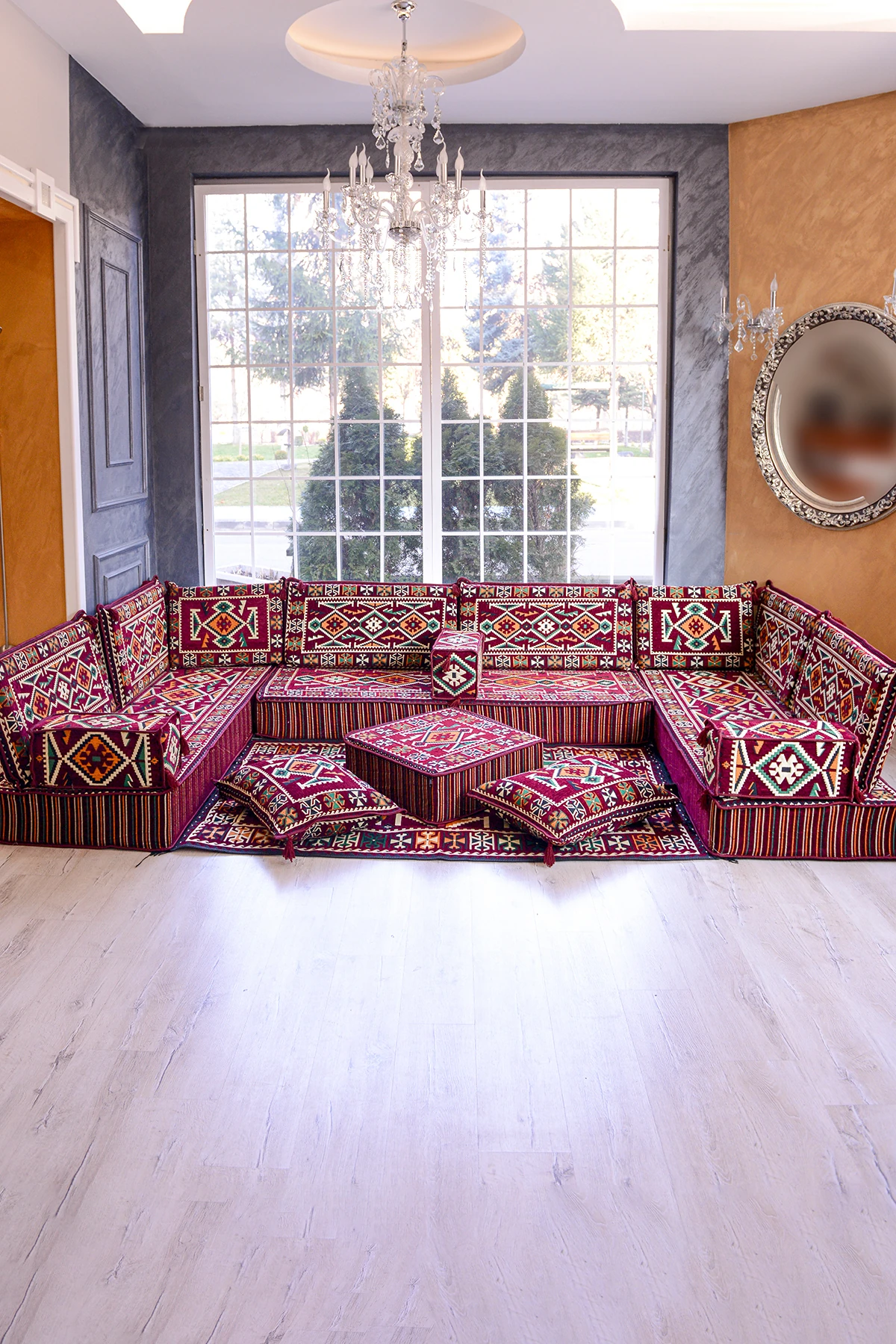 Şark Köşesi Takımı Bordo Anadolu Modeli 18 Parça (20 CM MİNDER KALINLIĞI)