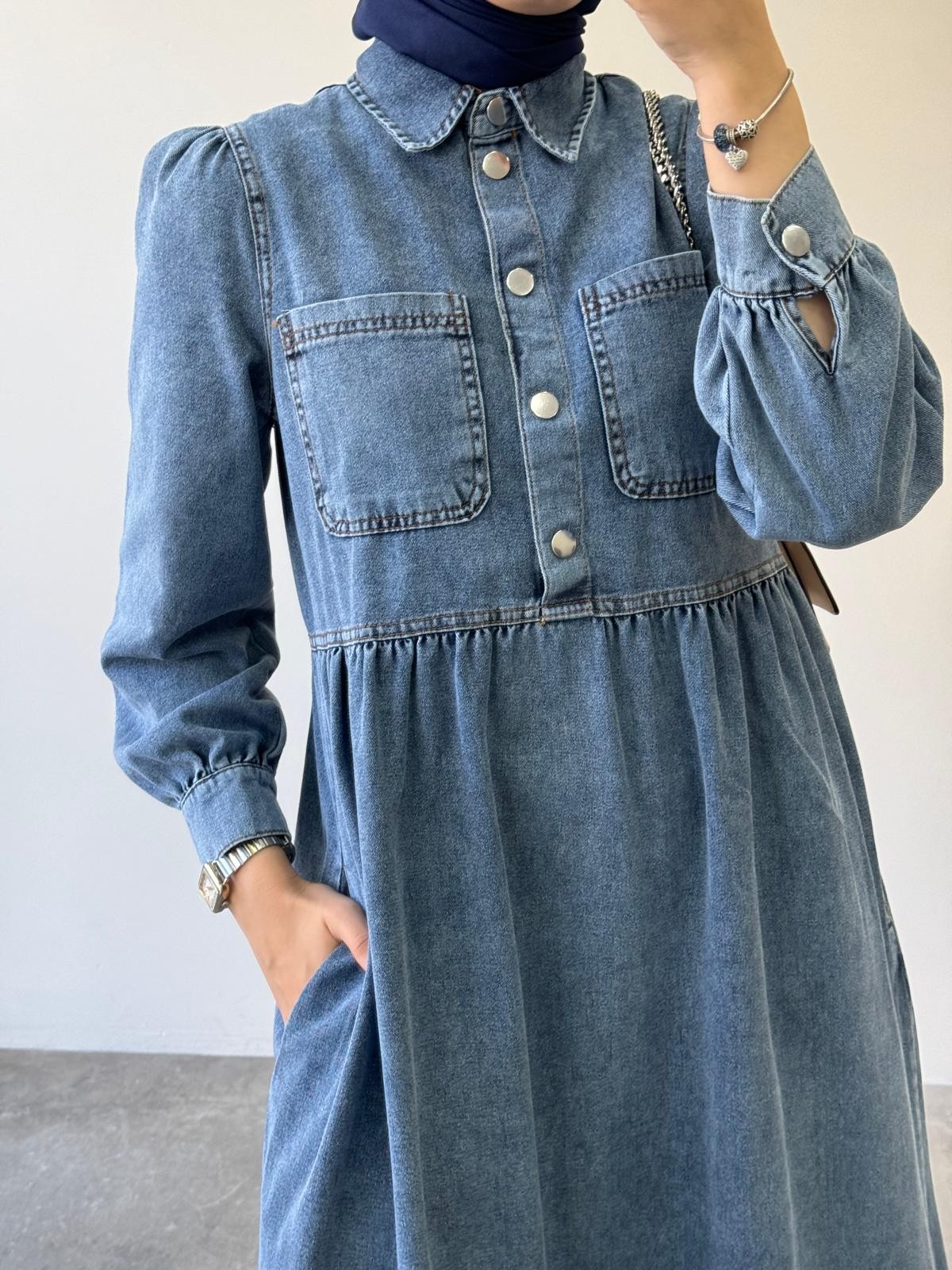 Cepli Denim Elbise