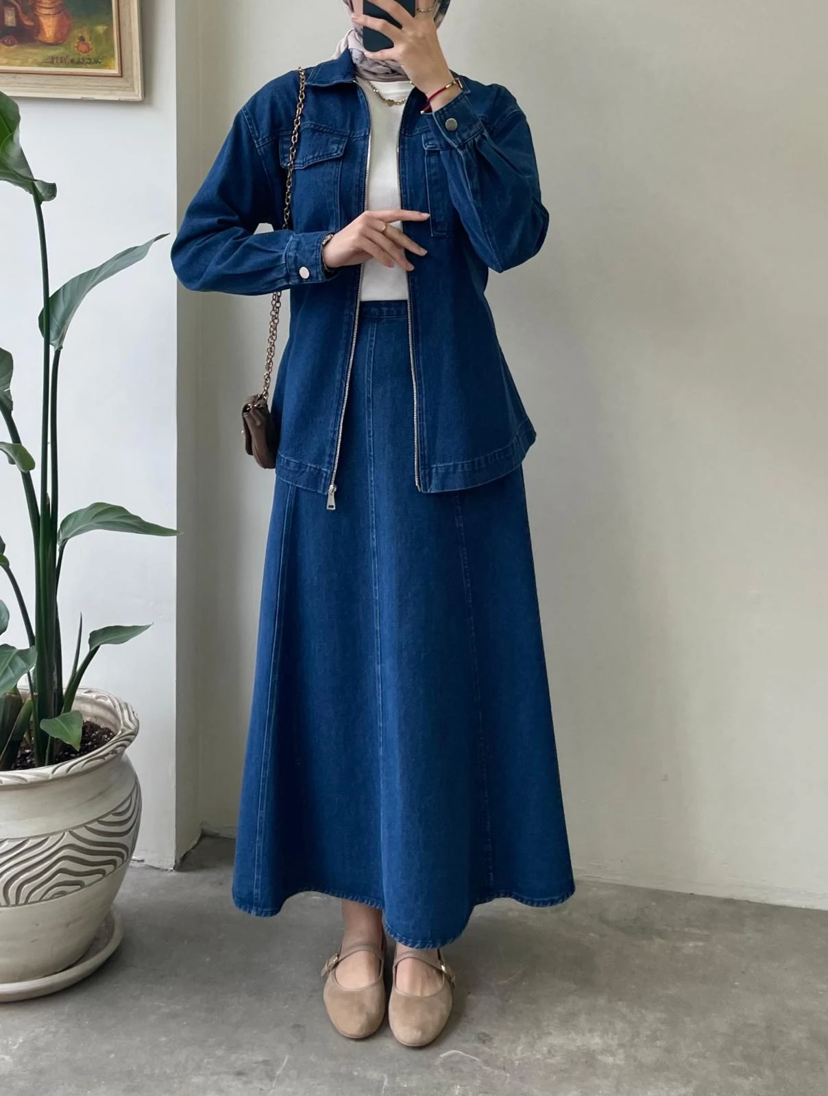 Parça Dikişli Denim Takım