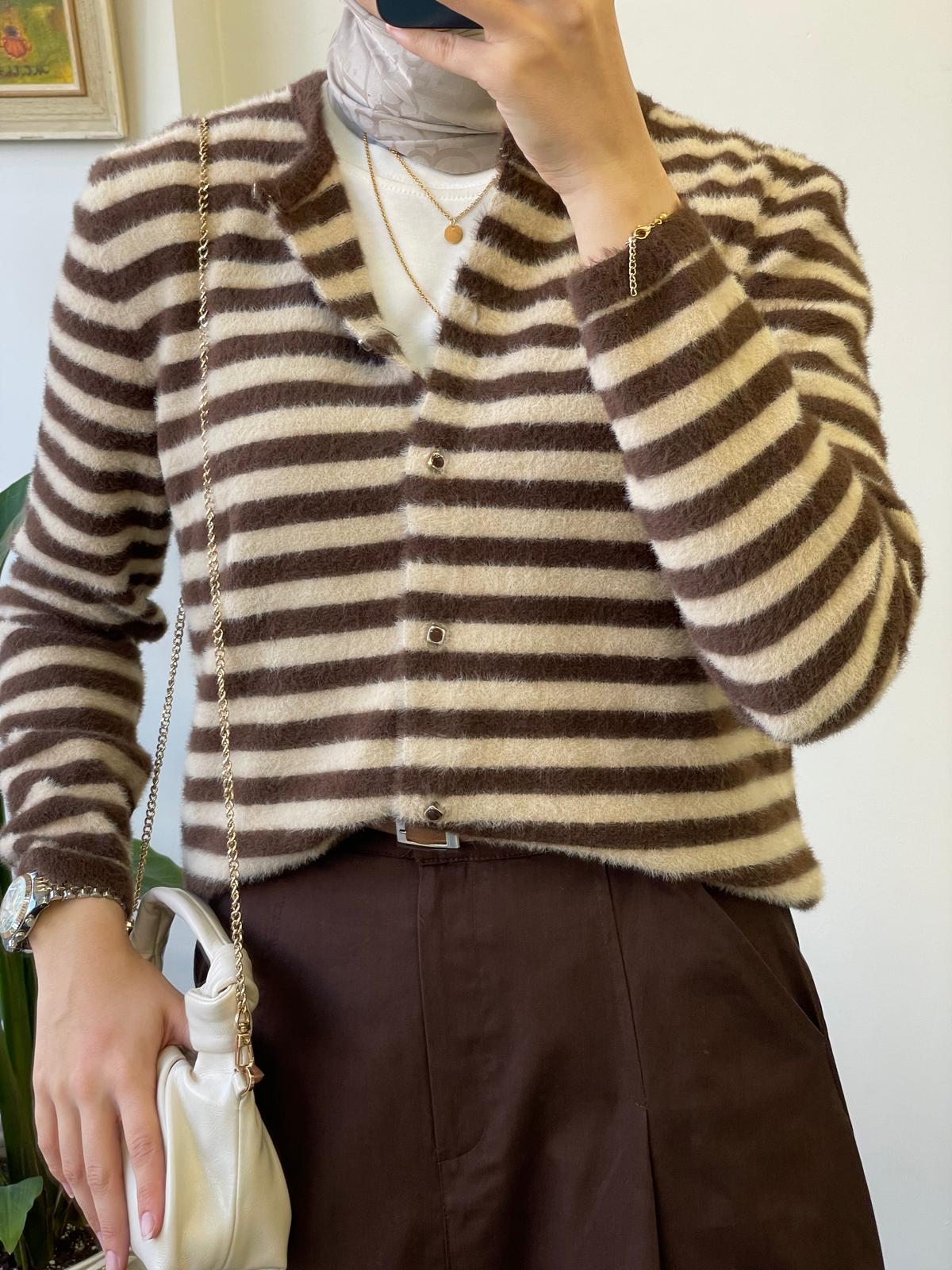 Çizgili Yumoş Hırka