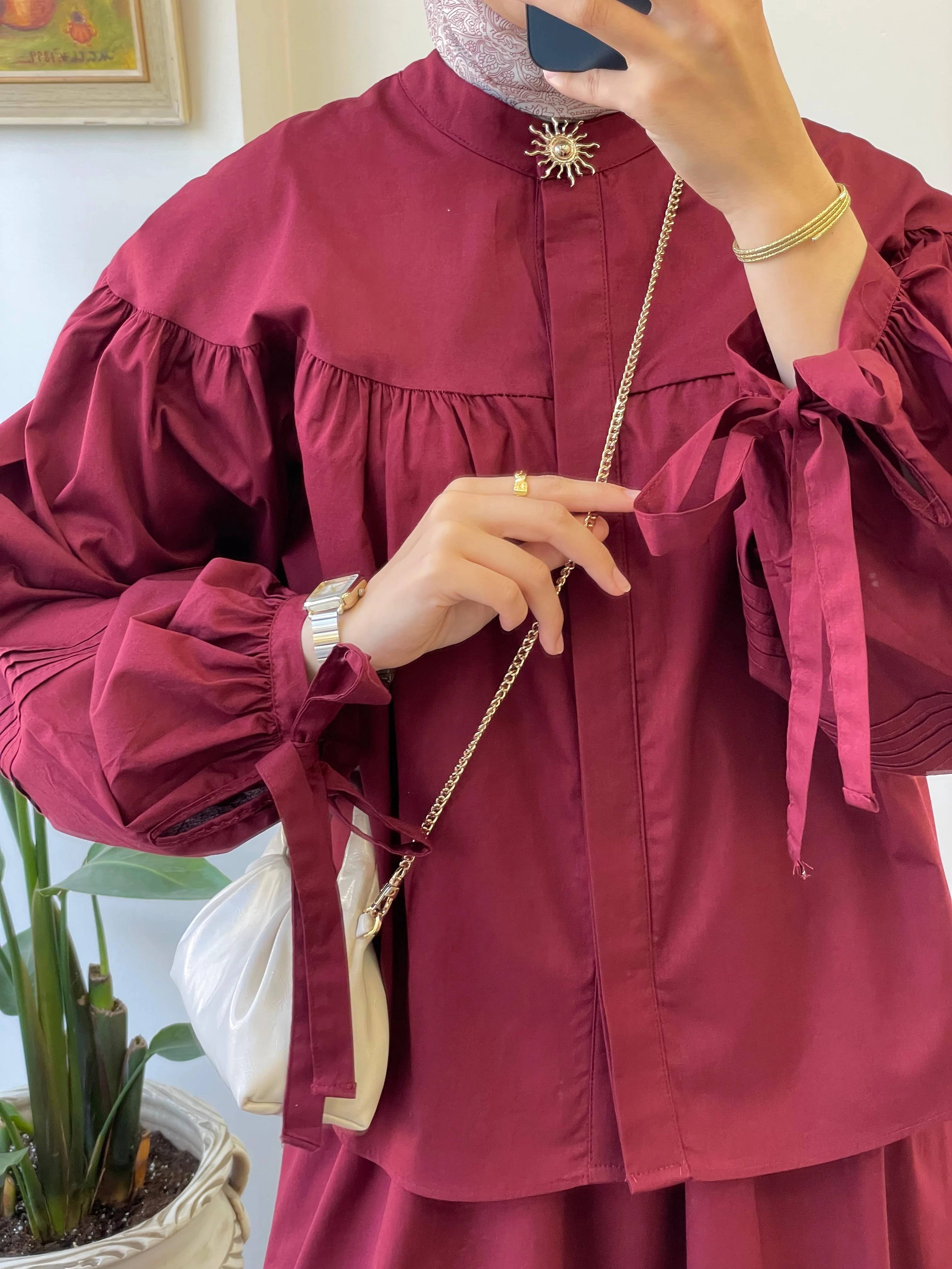 Nervür Detay Poplin Etekli Takım