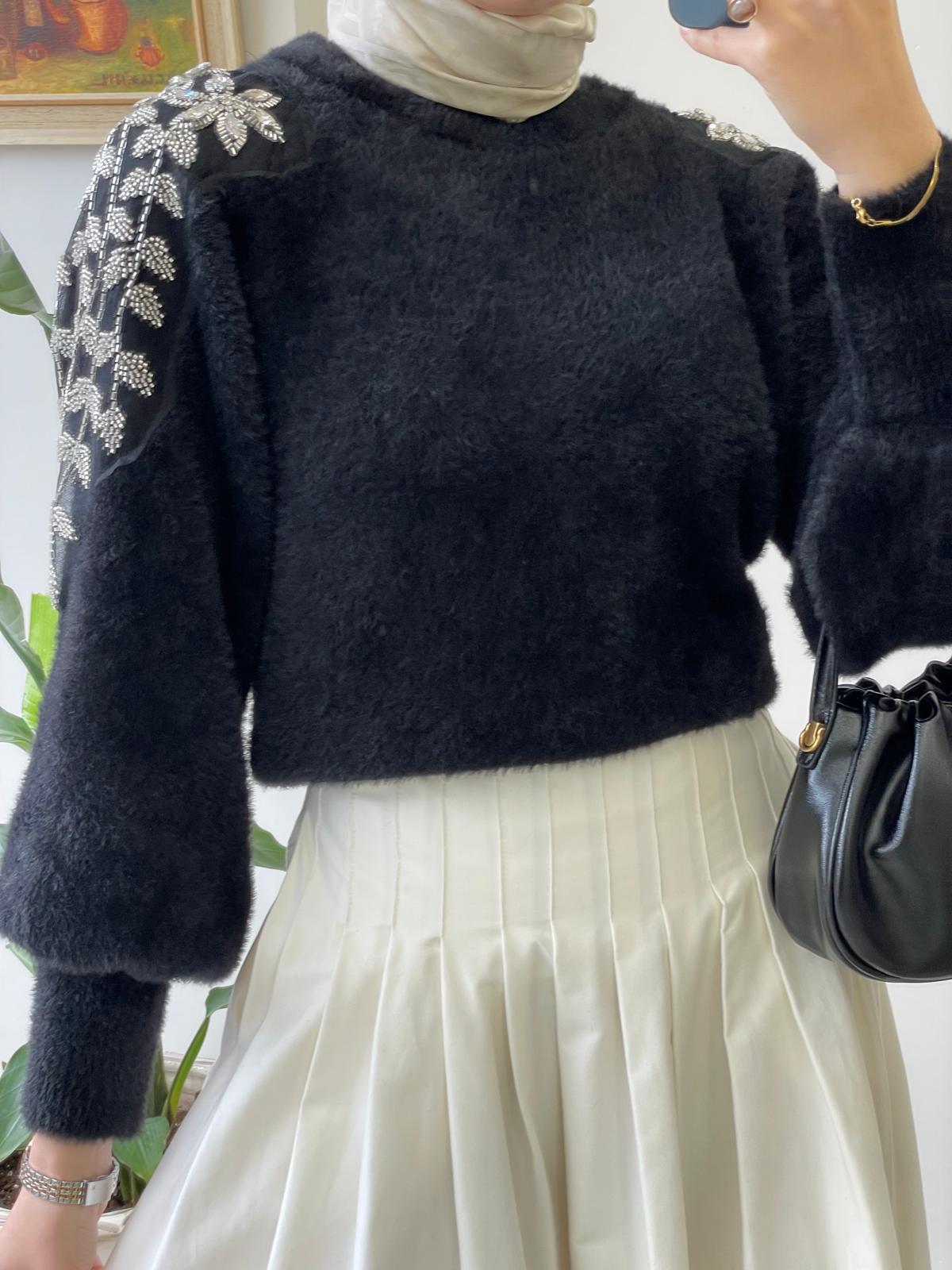 Taş İşlemeli Angora Kazak