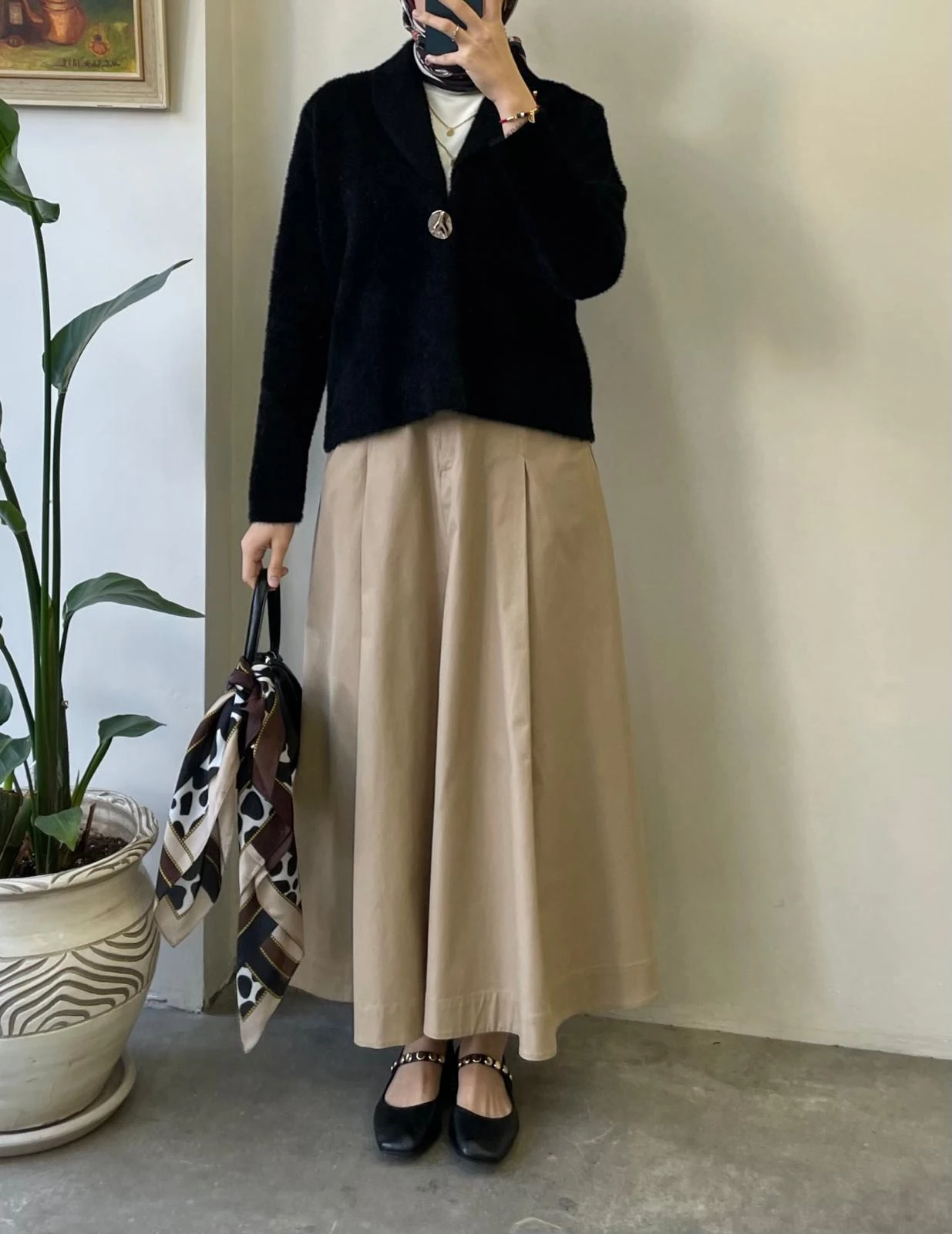 Tek Düğme Angora Hırka