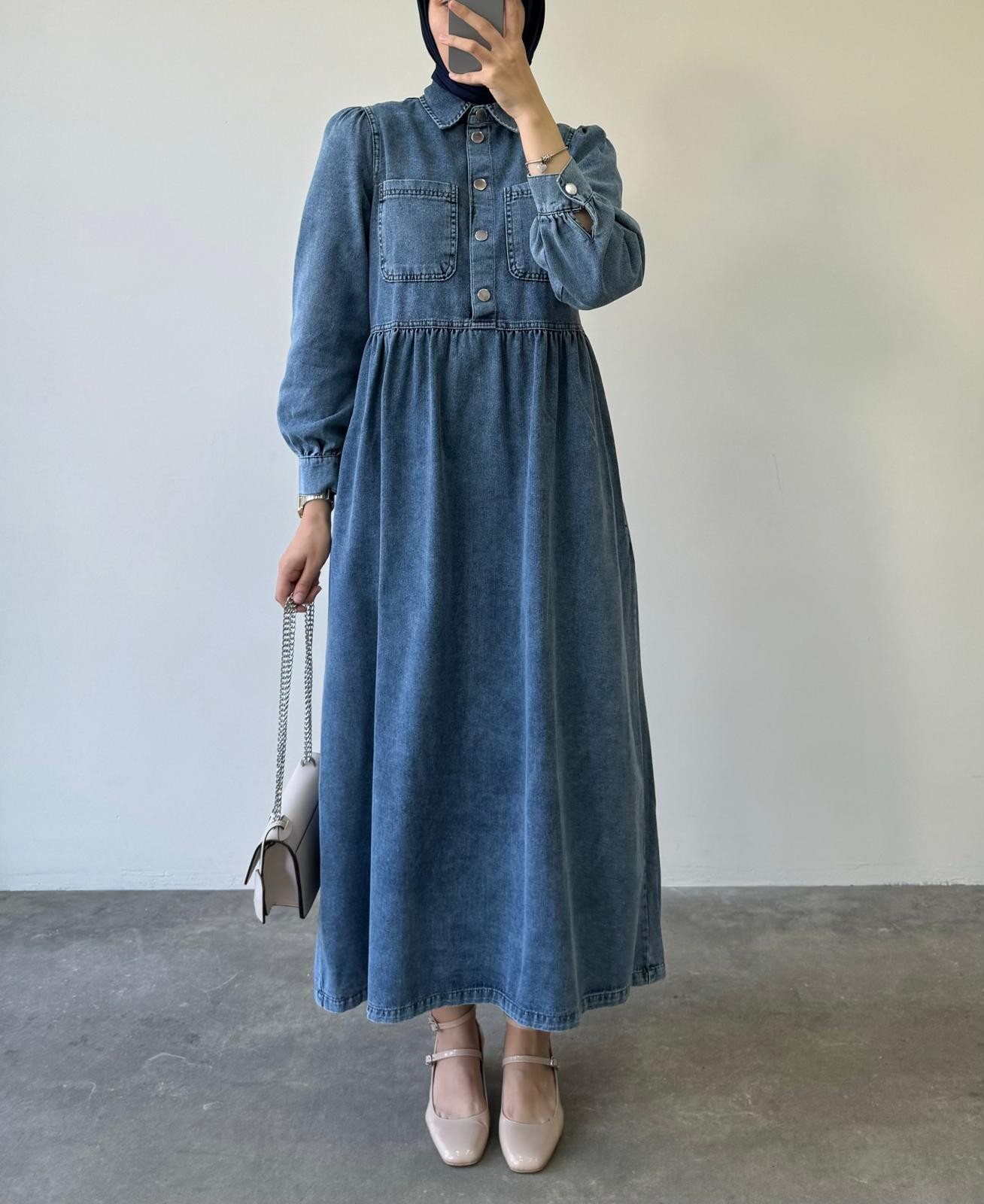 Cepli Denim Elbise