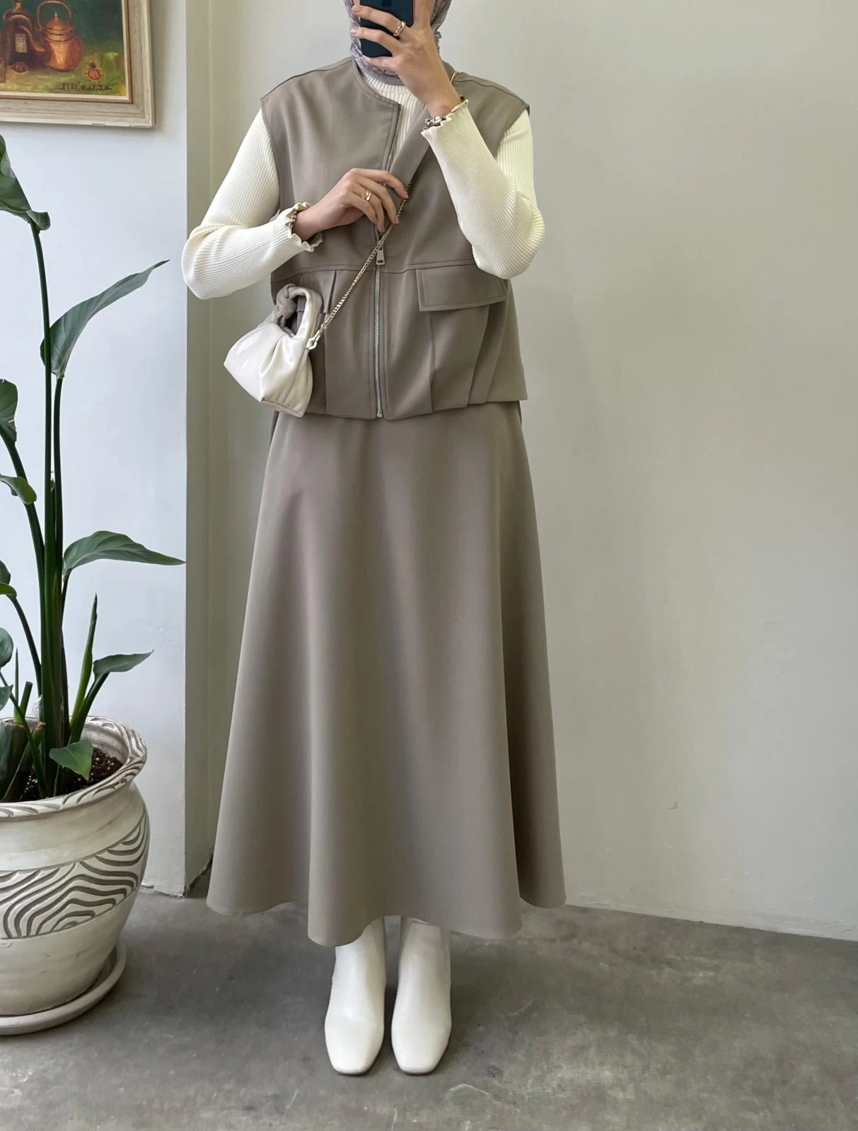 Bena Yelekli Takım - Bej