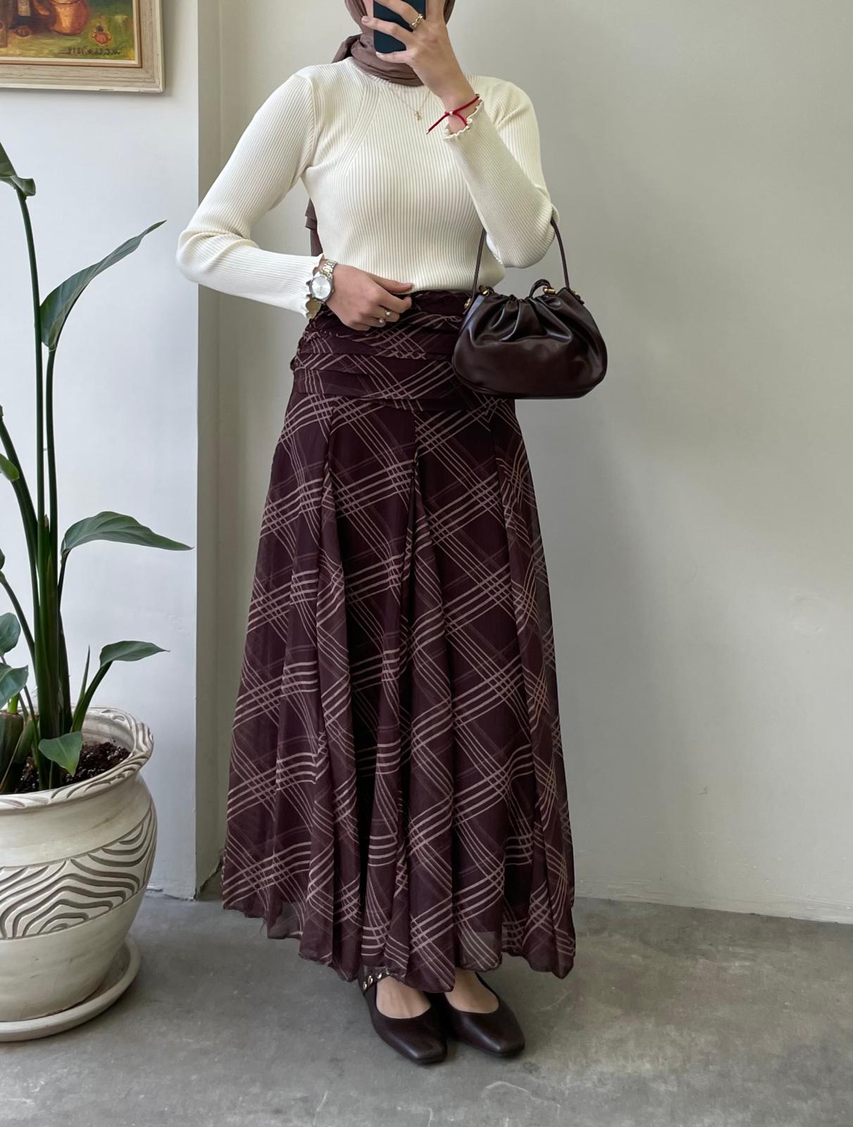 Bel Detay Desenli Etek