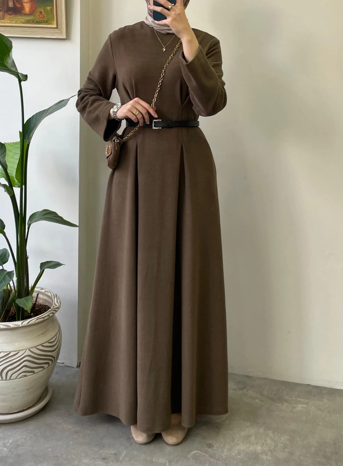 Bel Daraltmalı Kemerli Elbise