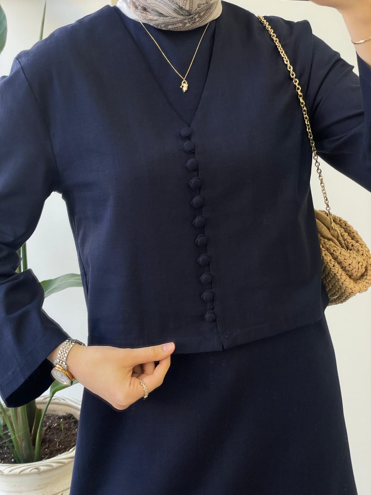 Keten Ceket Elbise Takım