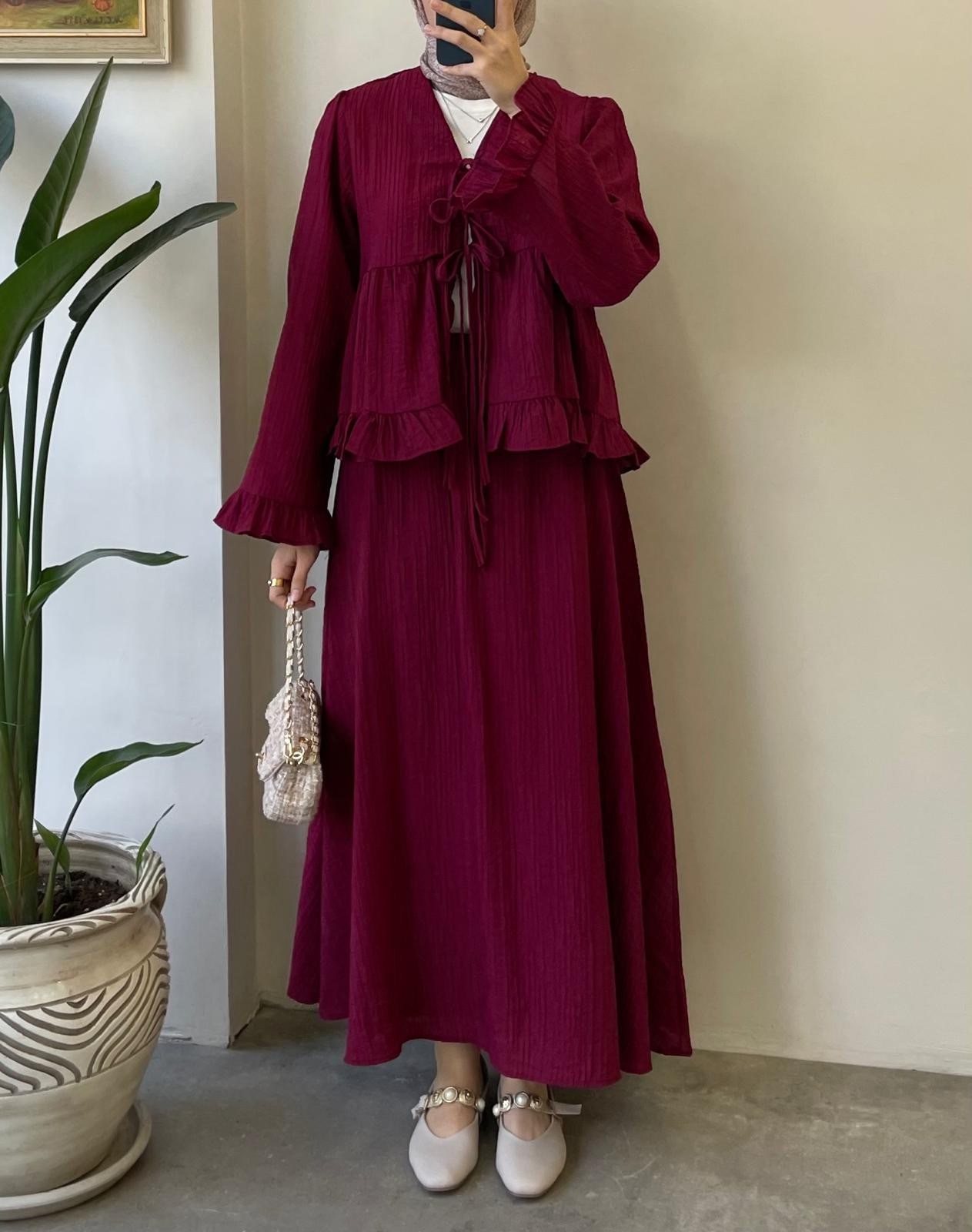 Stone Etekli Takım - Bordo