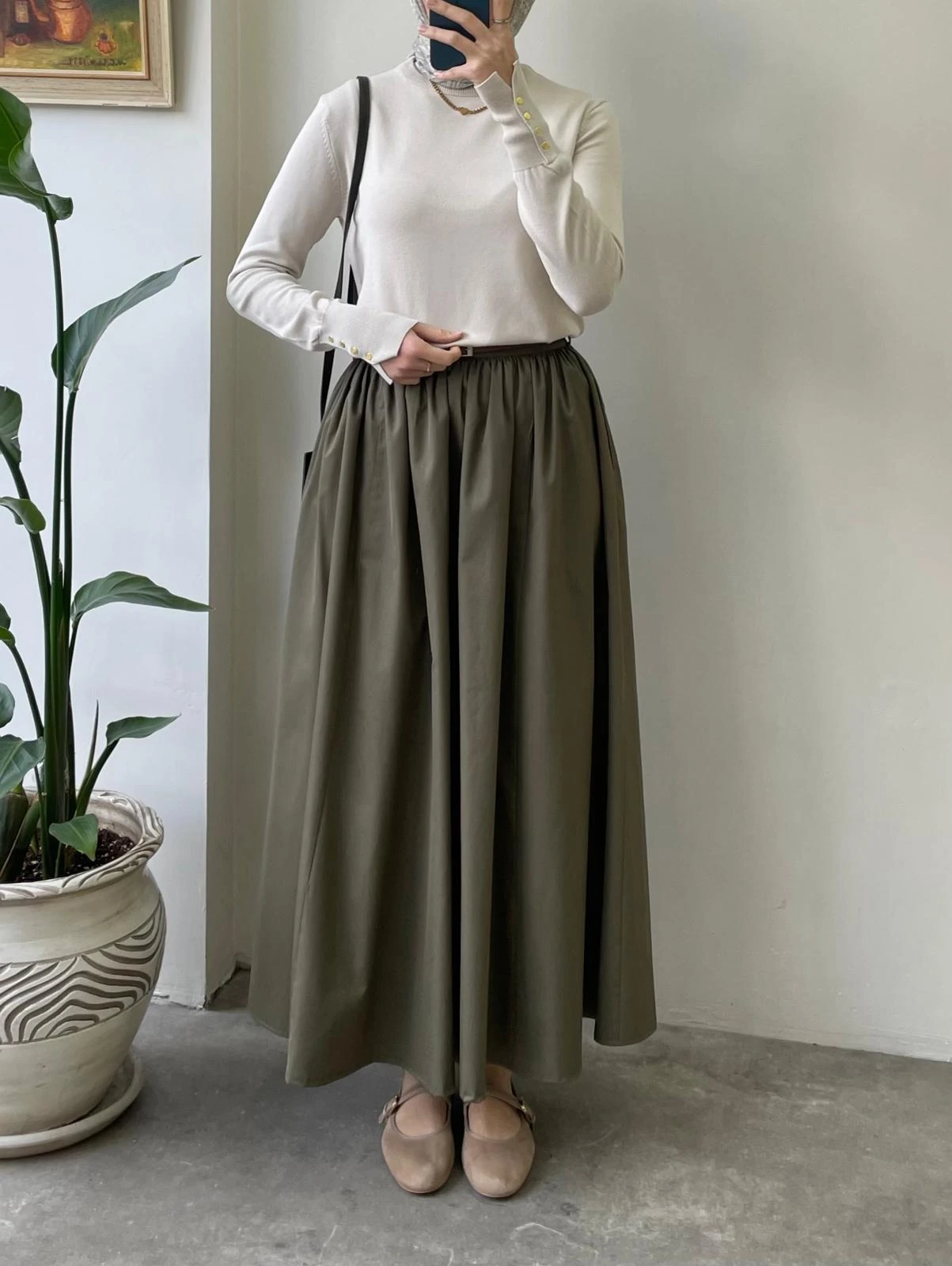 Büzgülü Gabardin Etek