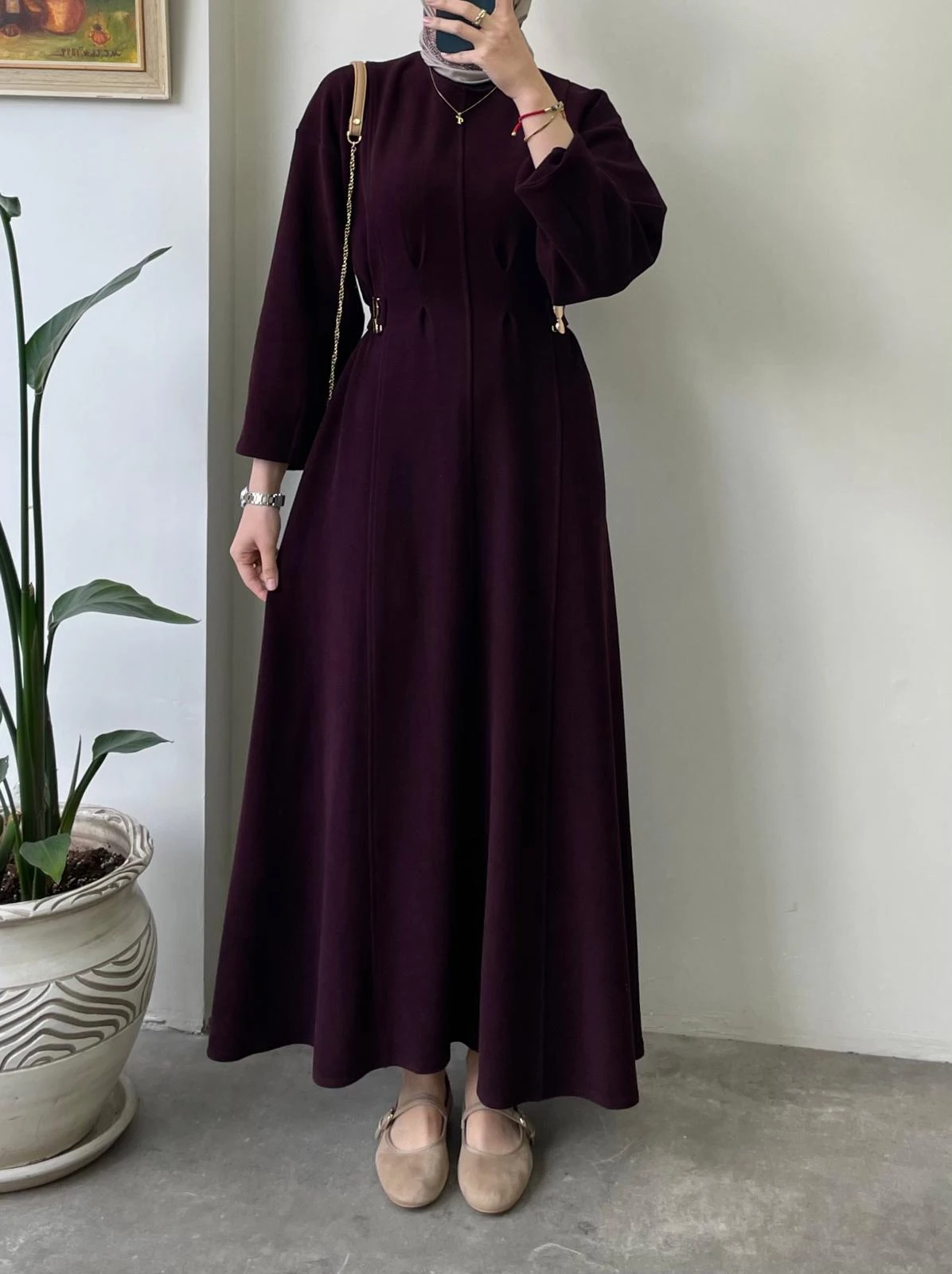 Belden Bağlamalı Tasarım Elbise