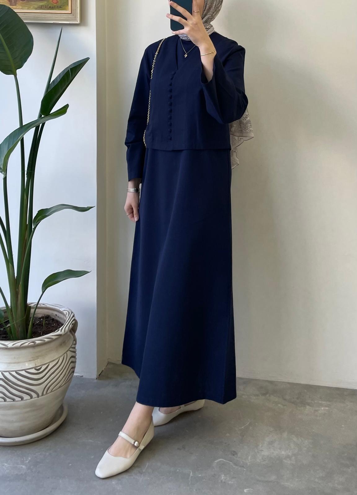 Keten Ceket Elbise Takım