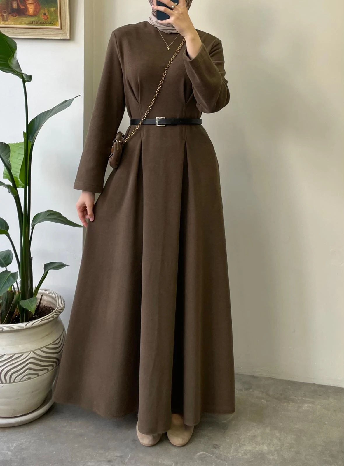 Bel Daraltmalı Kemerli Elbise