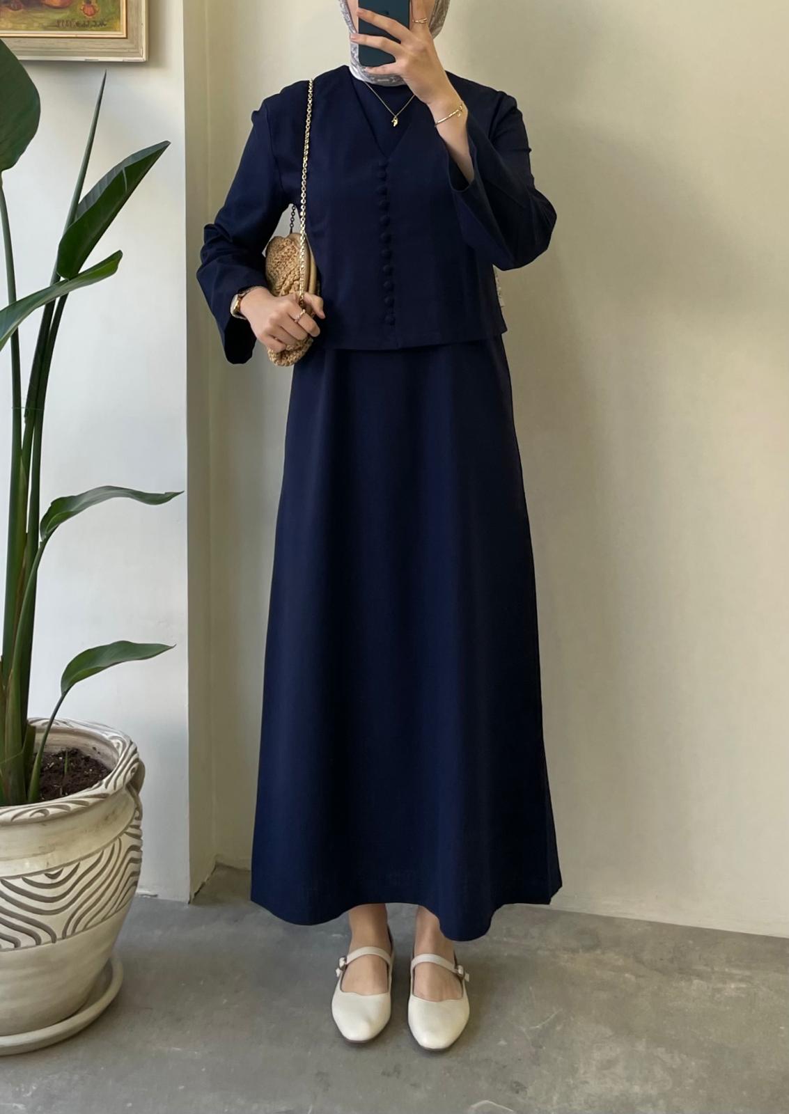 Keten Ceket Elbise Takım