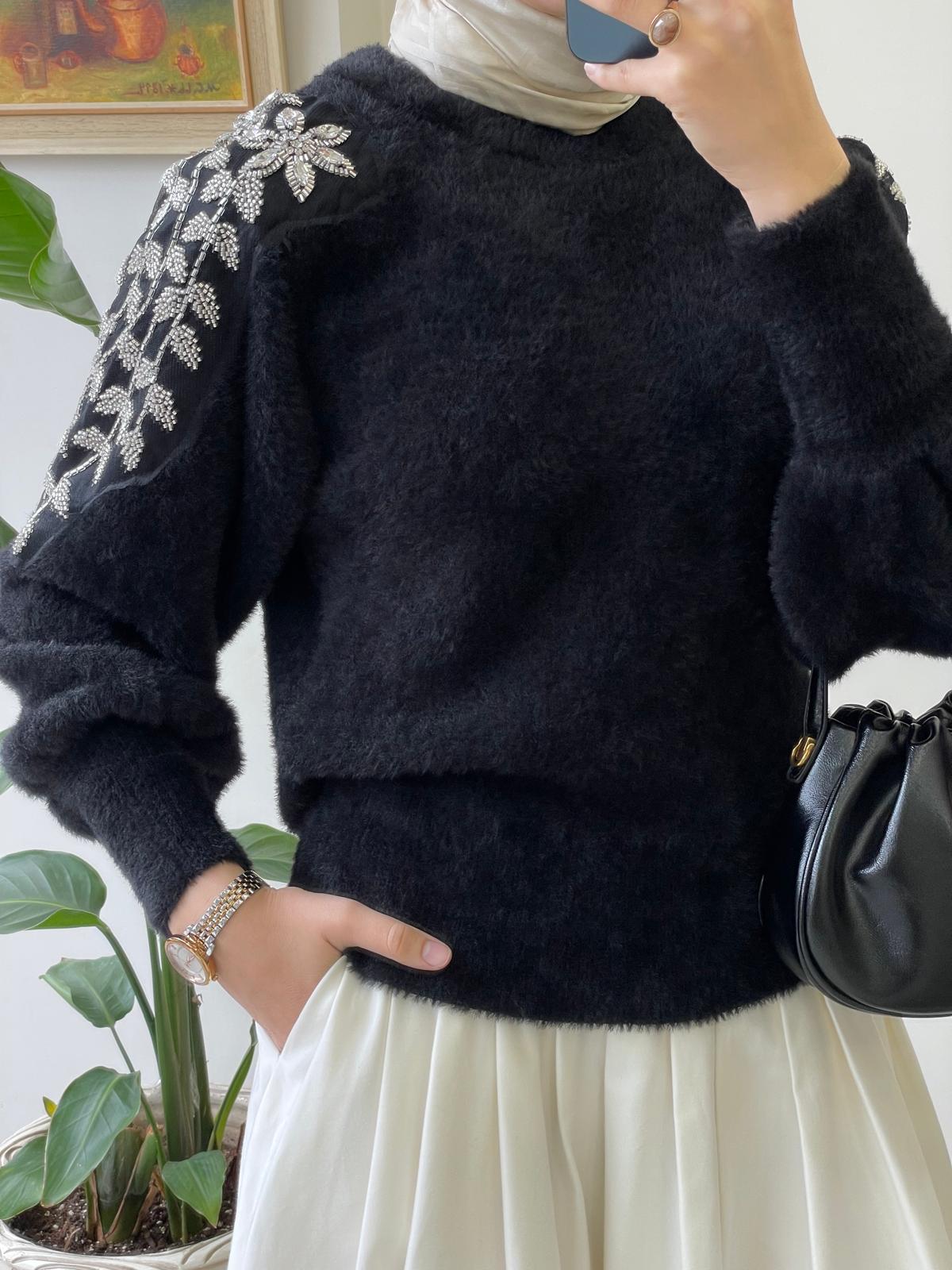 Taş İşlemeli Angora Kazak