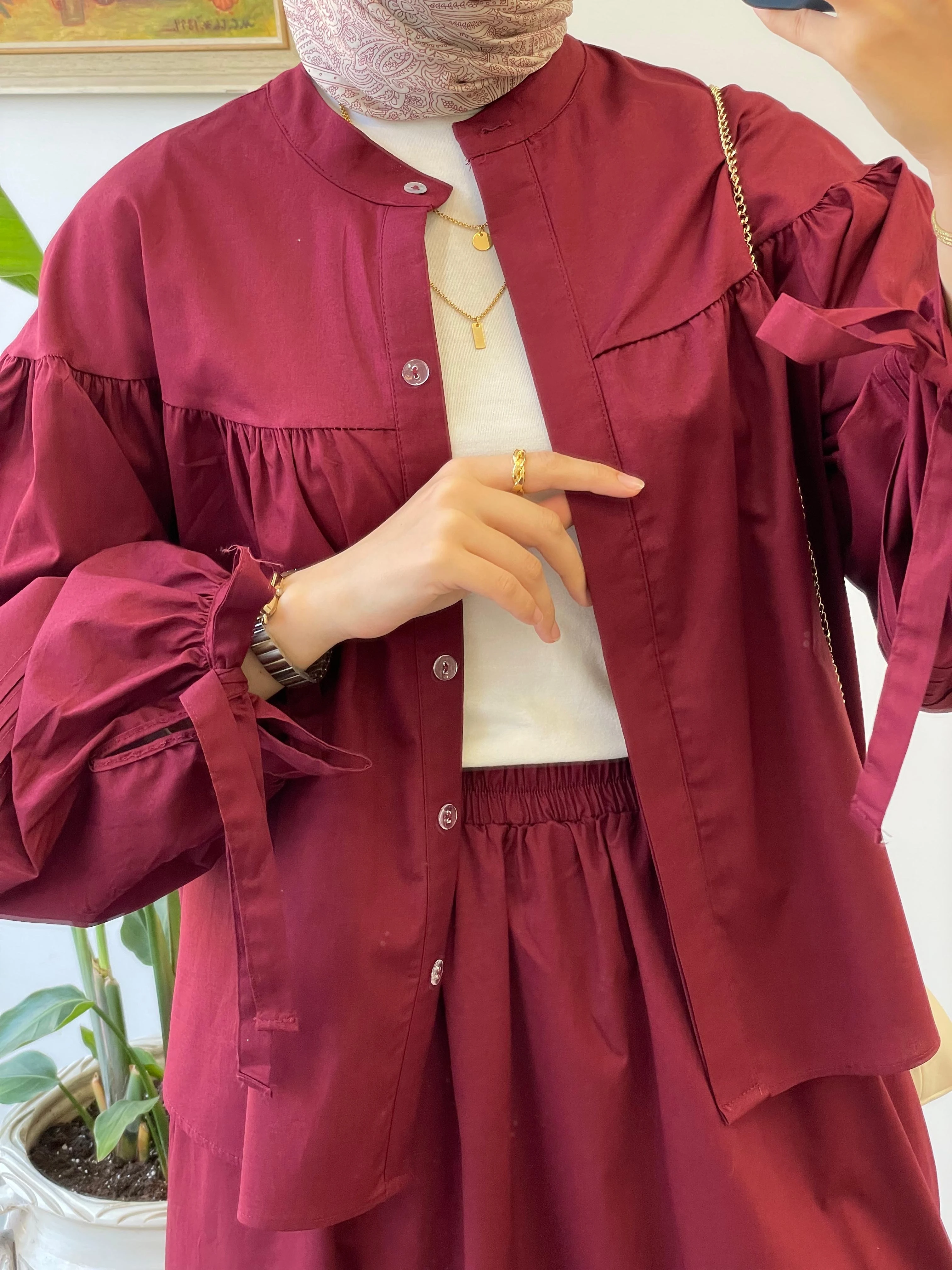 Nervür Detay Poplin Etekli Takım