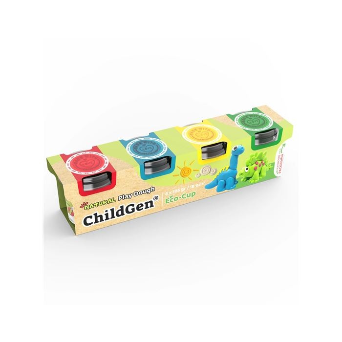 CHİLDGEN OYUN HAMURU ECOCUP - 125 GR 4'LÜ SET DİNOZOR  (MAVİ,KIRMIZI,SARI,YEŞİL)