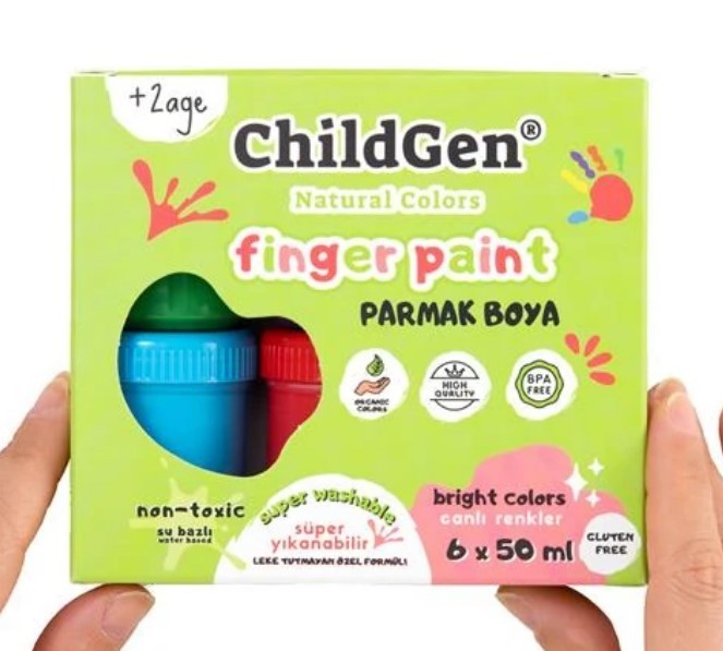 CHİLDGEN PARMAK BOYA 6'LI MİNİ SET -(50 ml x 6)  MOR,KIRMIZI,SARI,MAVİ,TURUNCU,YEŞİL