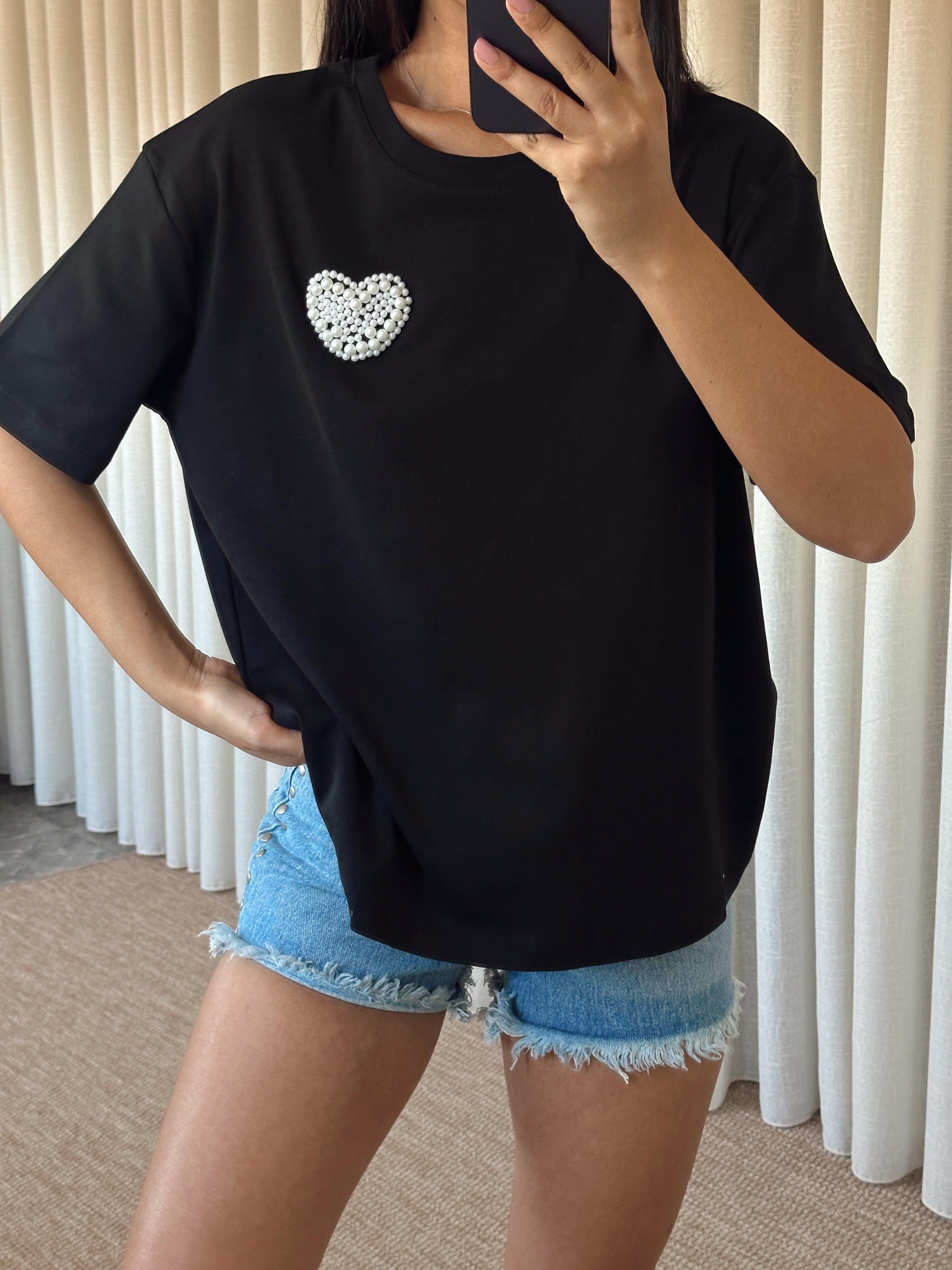 İnci Detay Oversize Basic - Siyah