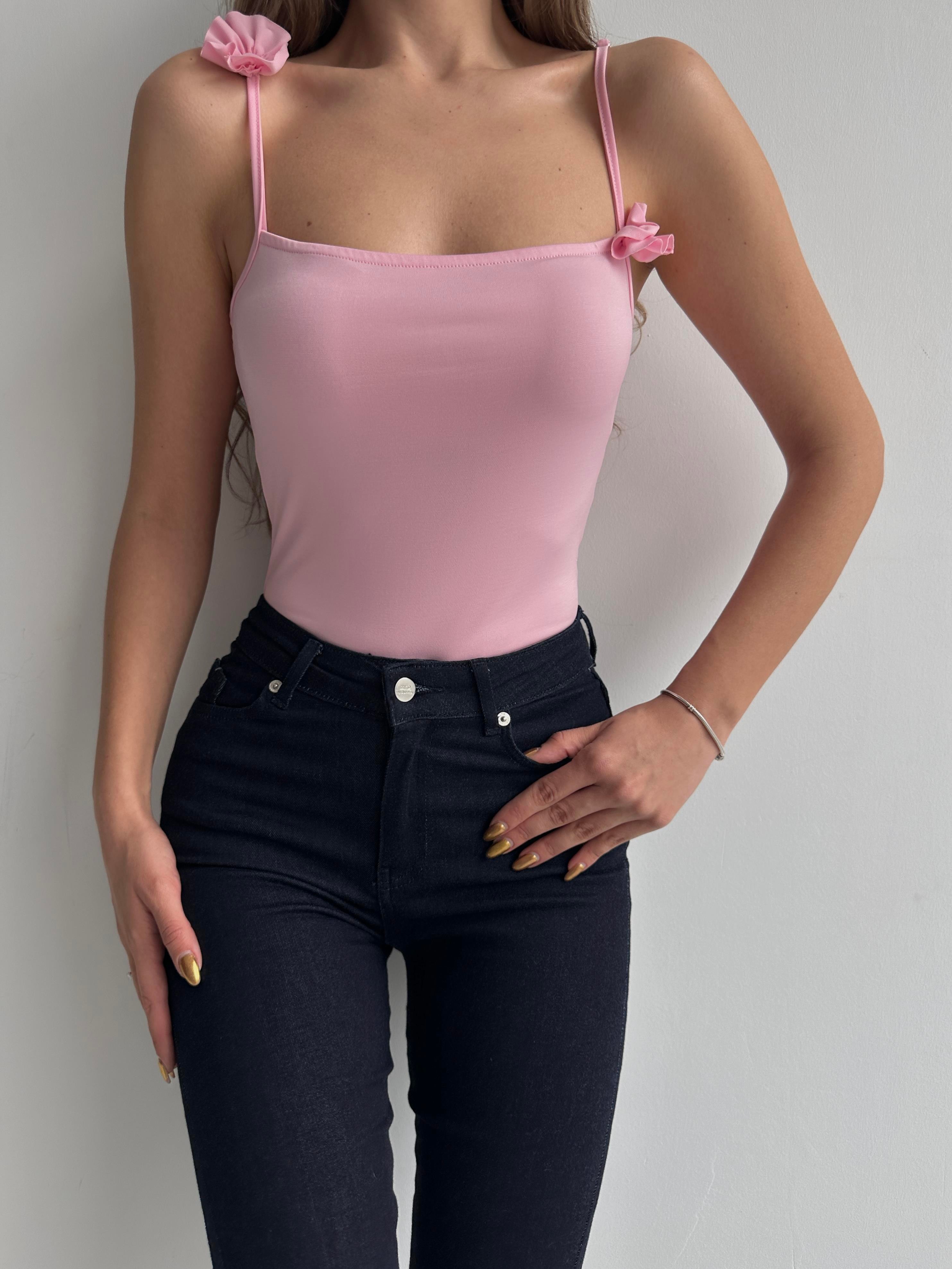 Flow Askılı Bodysuit Pembe