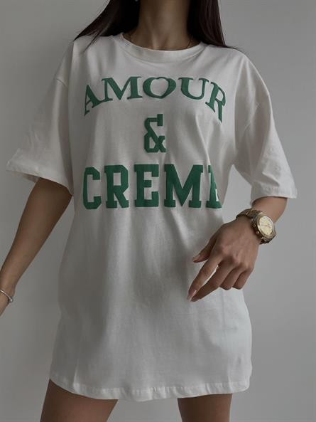 Amour Creme Oversize Basic Beyaz