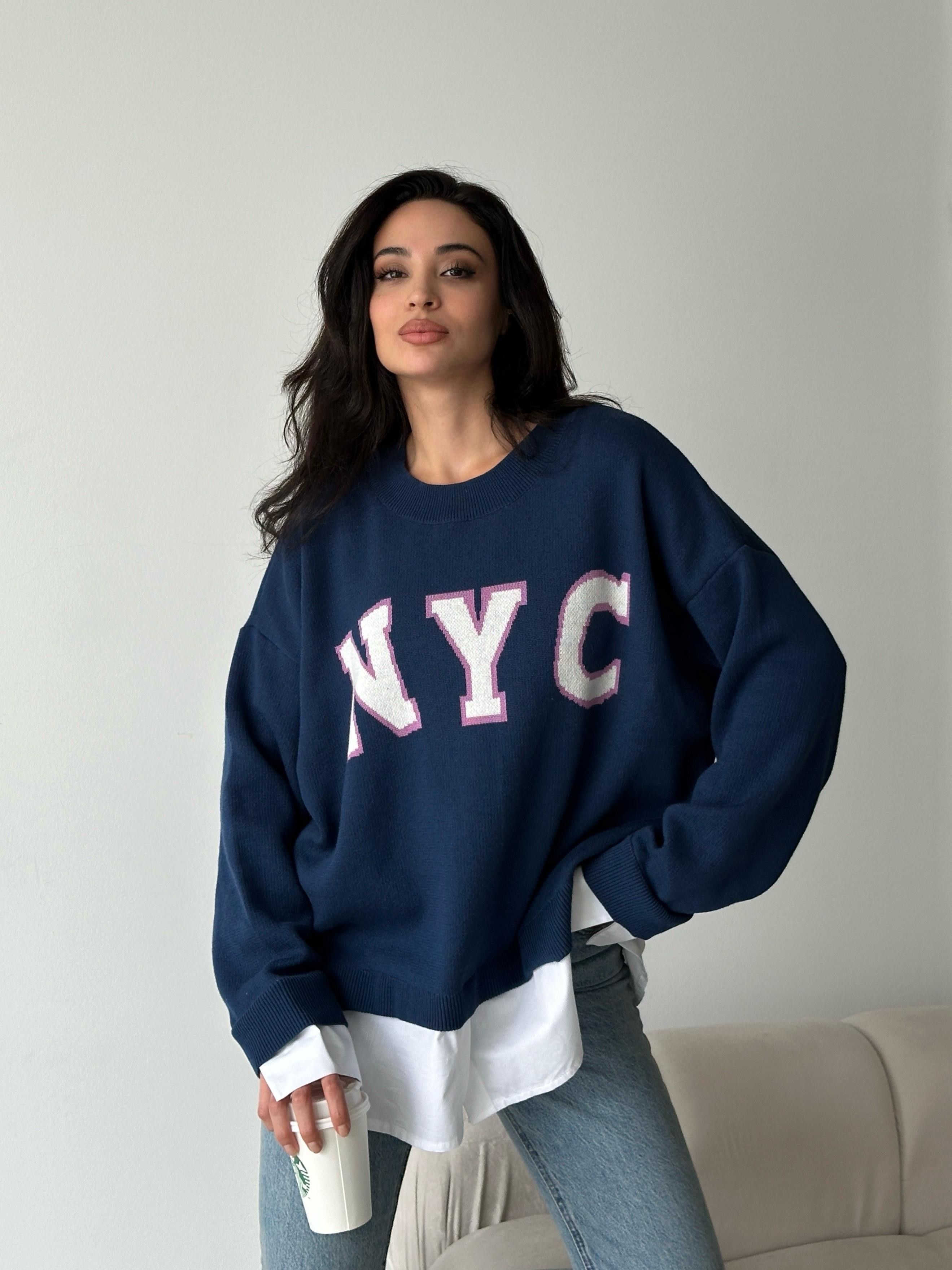 Nyc Gömlekli Birleşik Sweat Lacivert