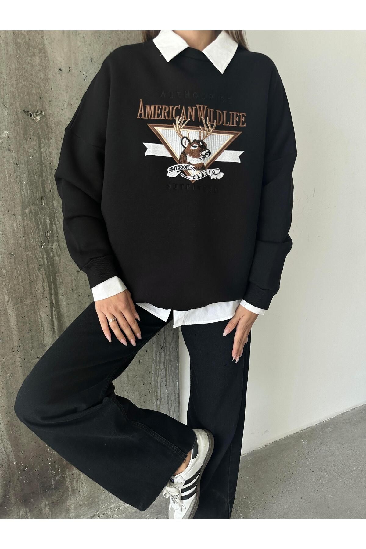 Amerıcan Wılder Sweatshirt Siyah